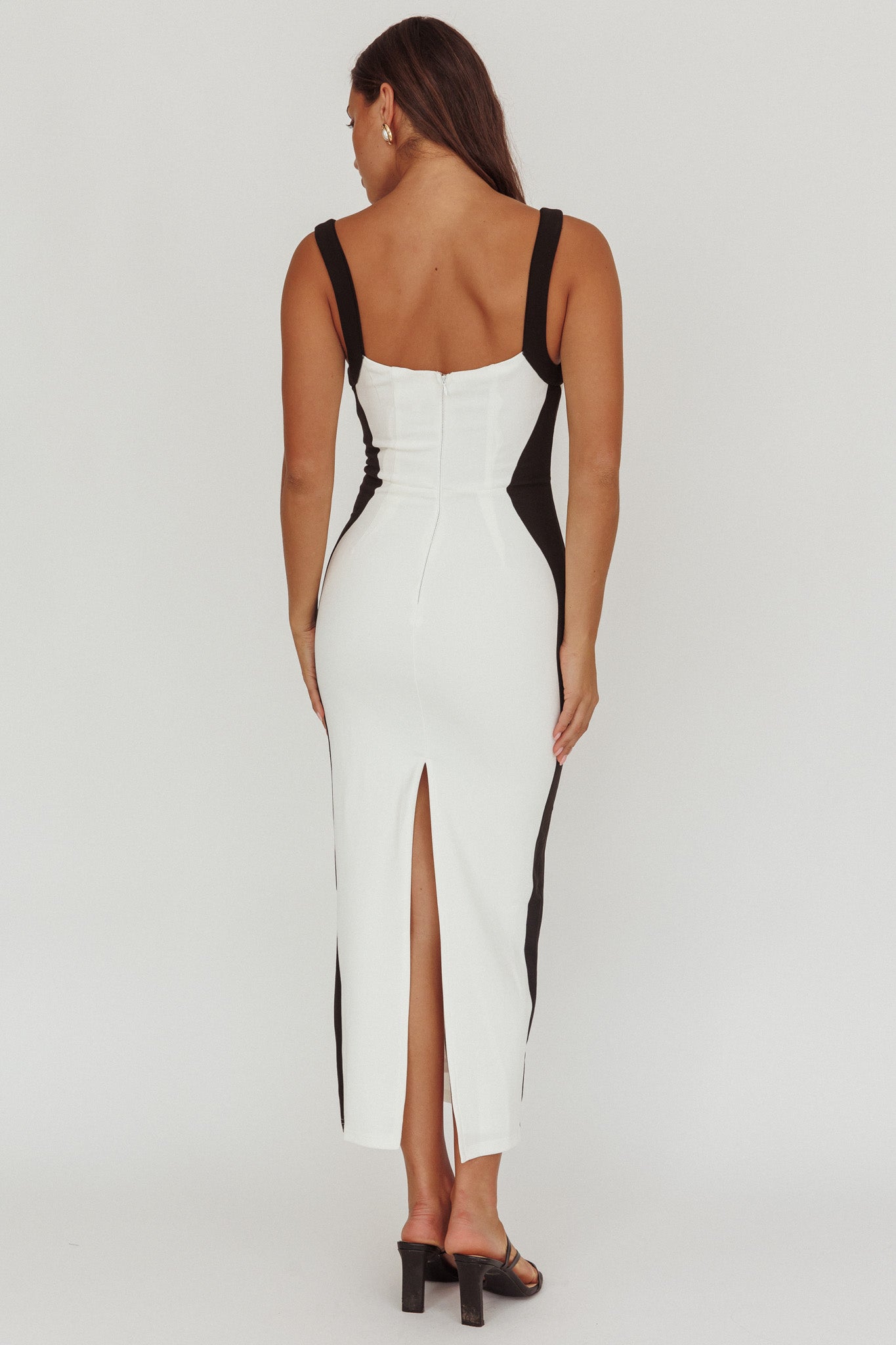 Tenika Contrast Bodycon Midi Dress White by Selfie Leslie