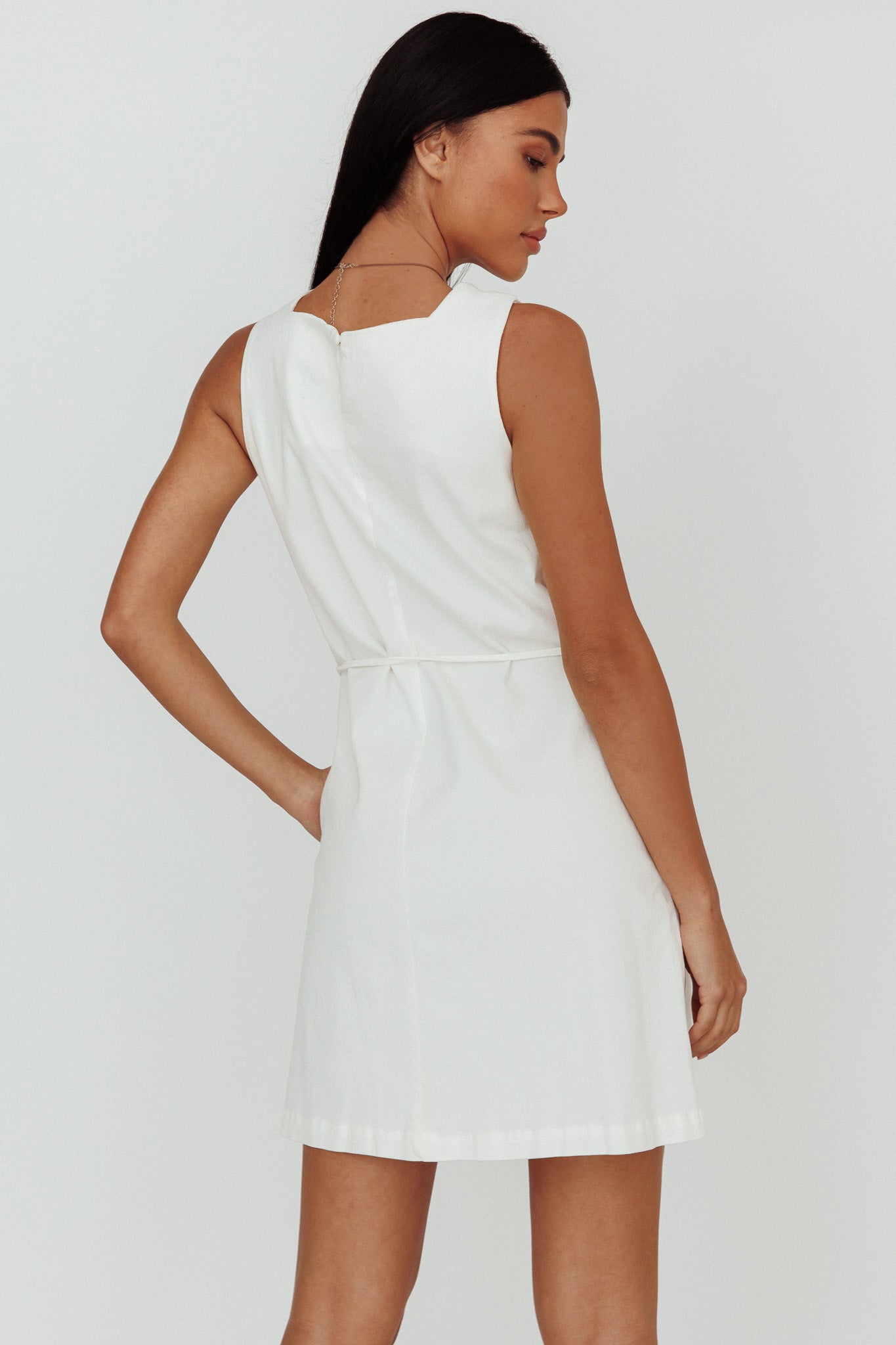Tirzah Side Pocket Shift Dress White by Selfie Leslie