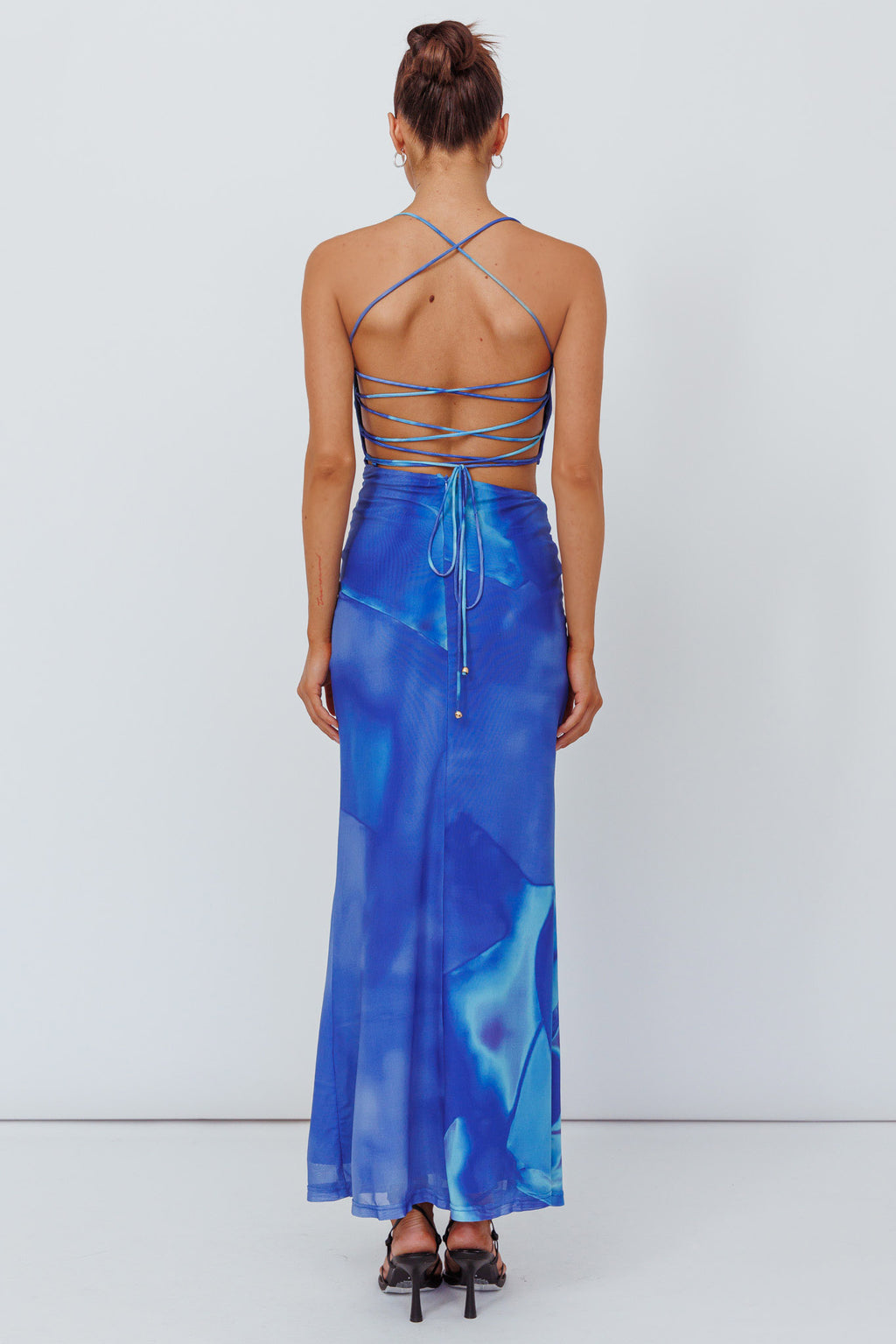 Alejandre Cut-Out Tied Maxi Dress Print Blue by Selfie Leslie