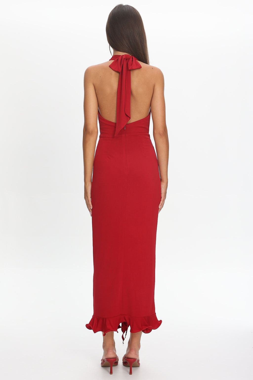 Ray Of Light Ruched Halterneck Maxi Dress Wine by Selfie Leslie