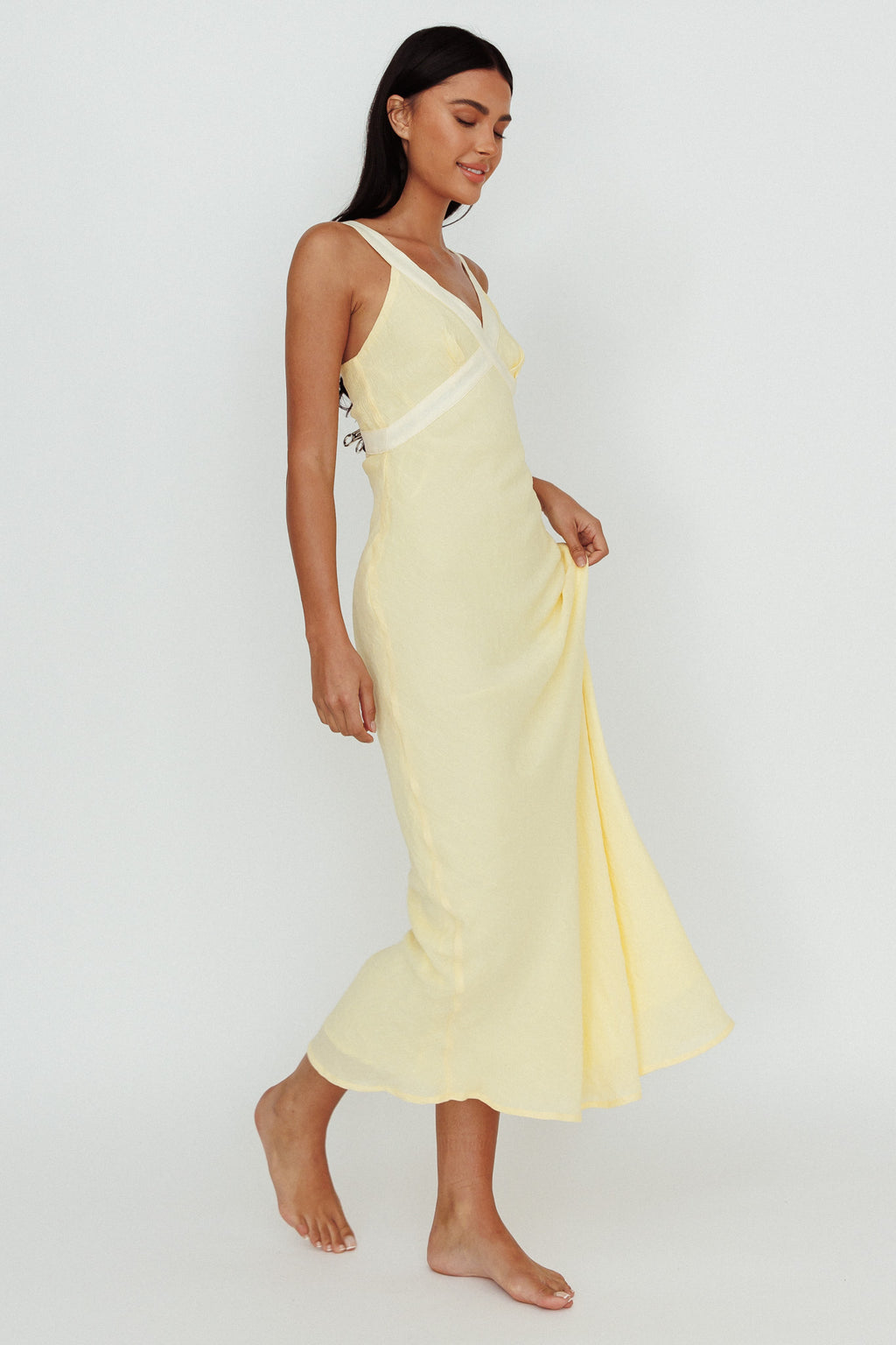 Zariah V-Neck Maxi Dress Yellow by Selfie Leslie