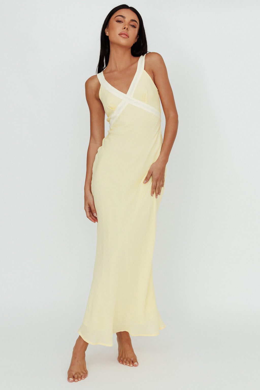 Zariah V-Neck Maxi Dress Yellow by Selfie Leslie