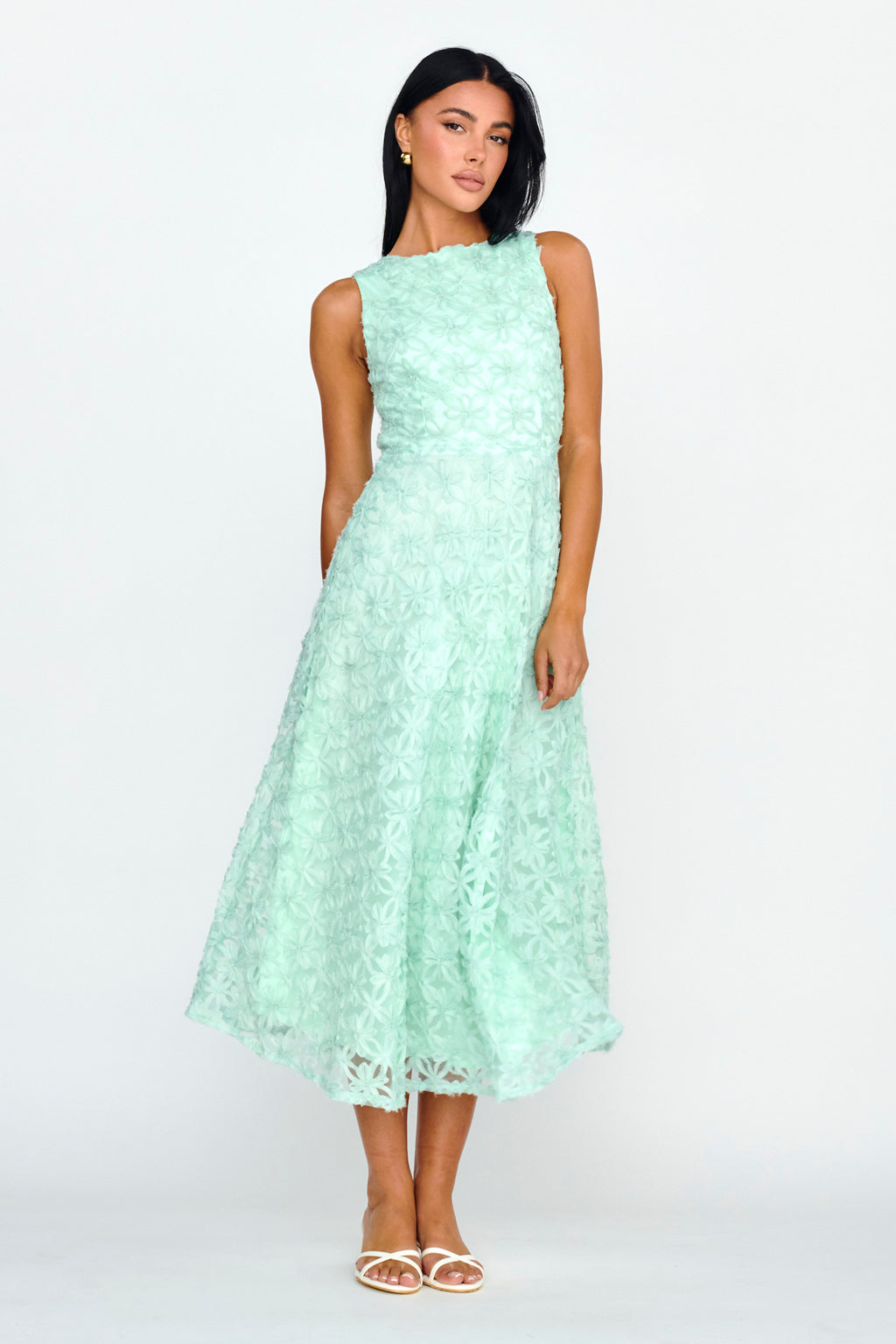 Dianne Sleeveless Embellished Midi Dress Mint by Selfie Leslie