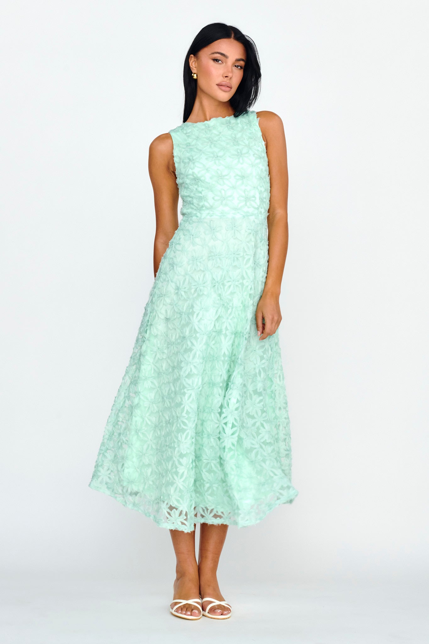 Dianne Sleeveless Embellished Midi Dress Mint by Selfie Leslie