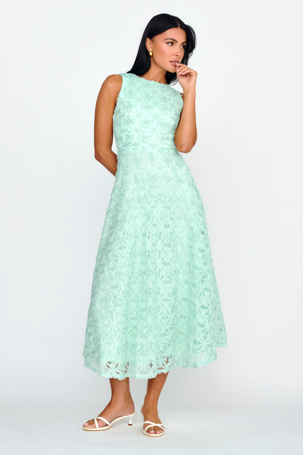 Dianne Sleeveless Embellished Midi Dress Mint by Selfie Leslie