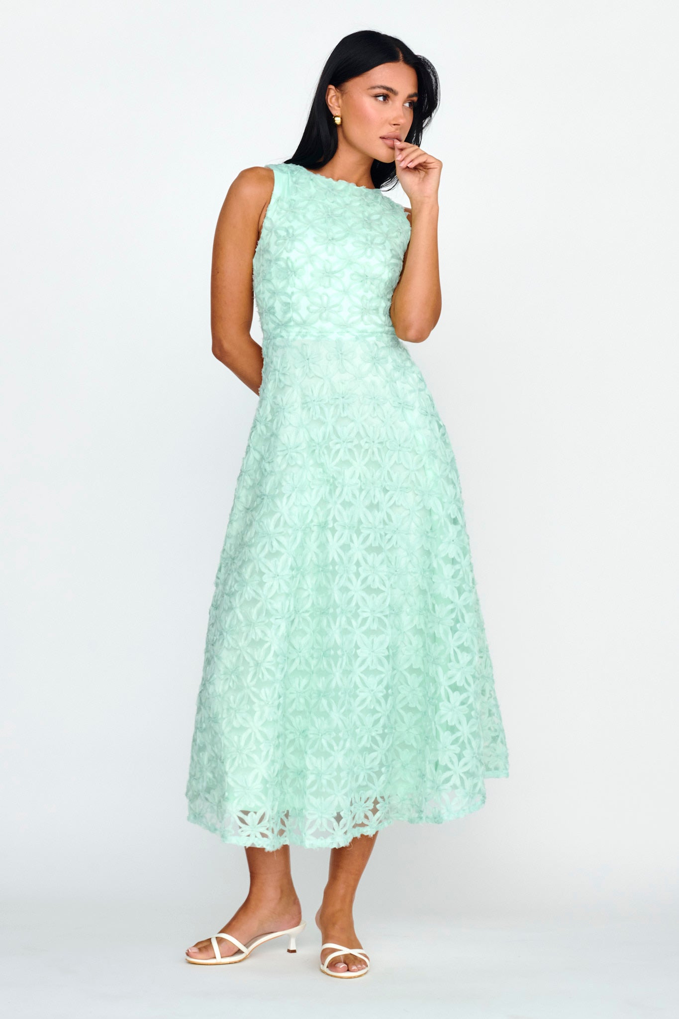 Dianne Sleeveless Embellished Midi Dress Mint by Selfie Leslie
