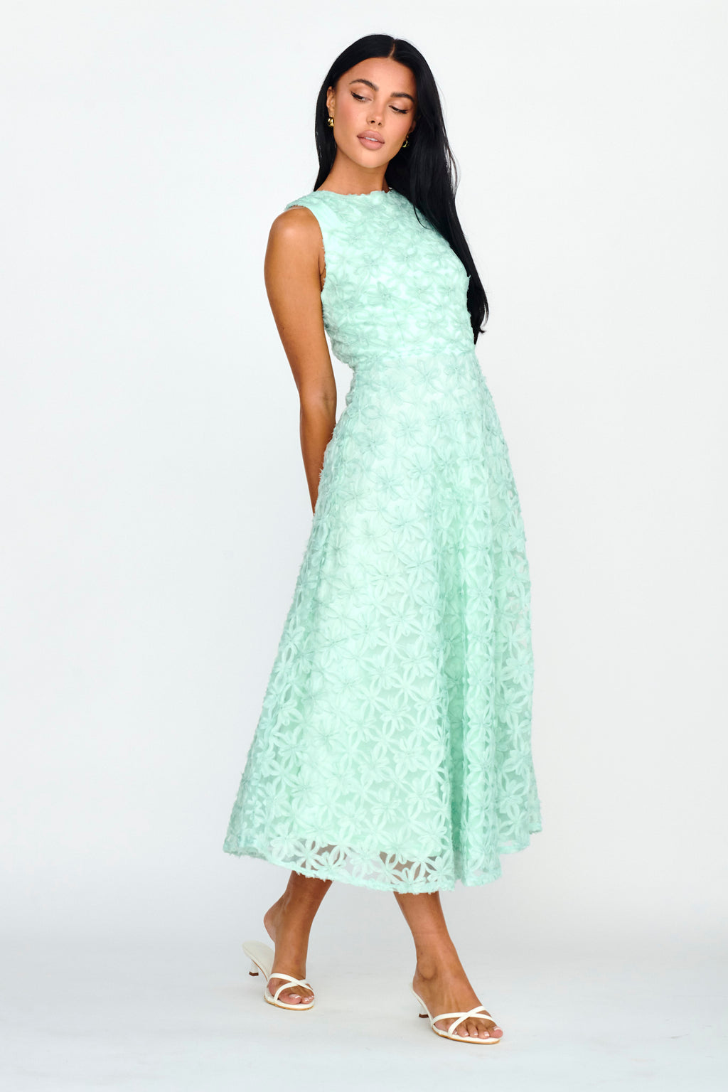 Dianne Sleeveless Embellished Midi Dress Mint by Selfie Leslie