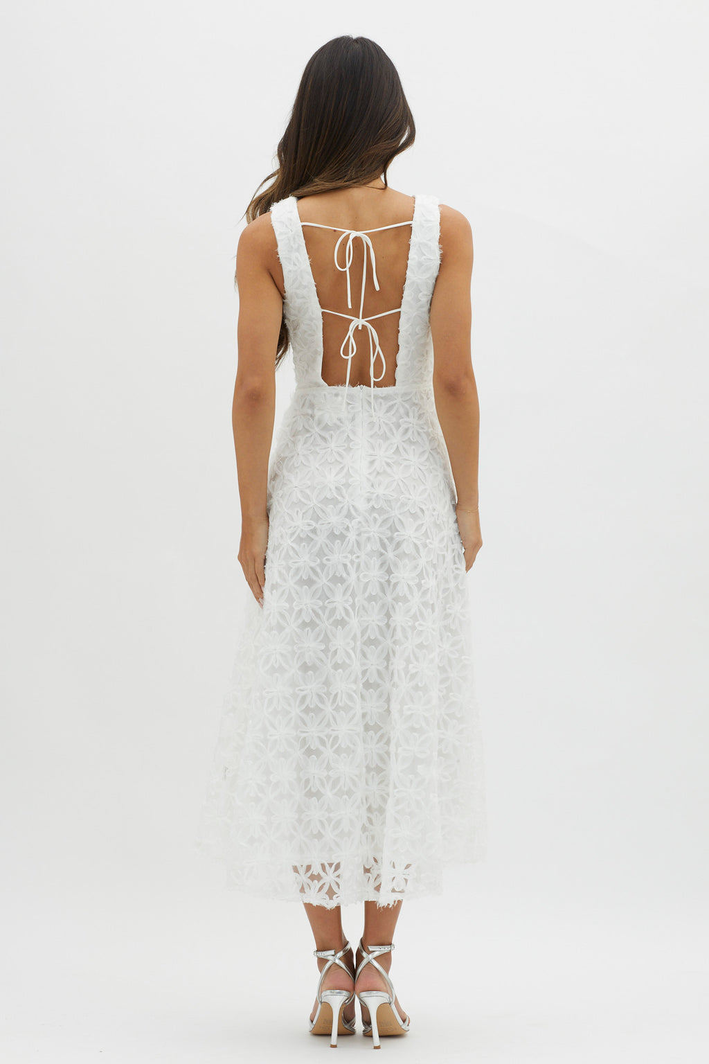Dianne Sleeveless Embellished Midi Dress White by Selfie Leslie