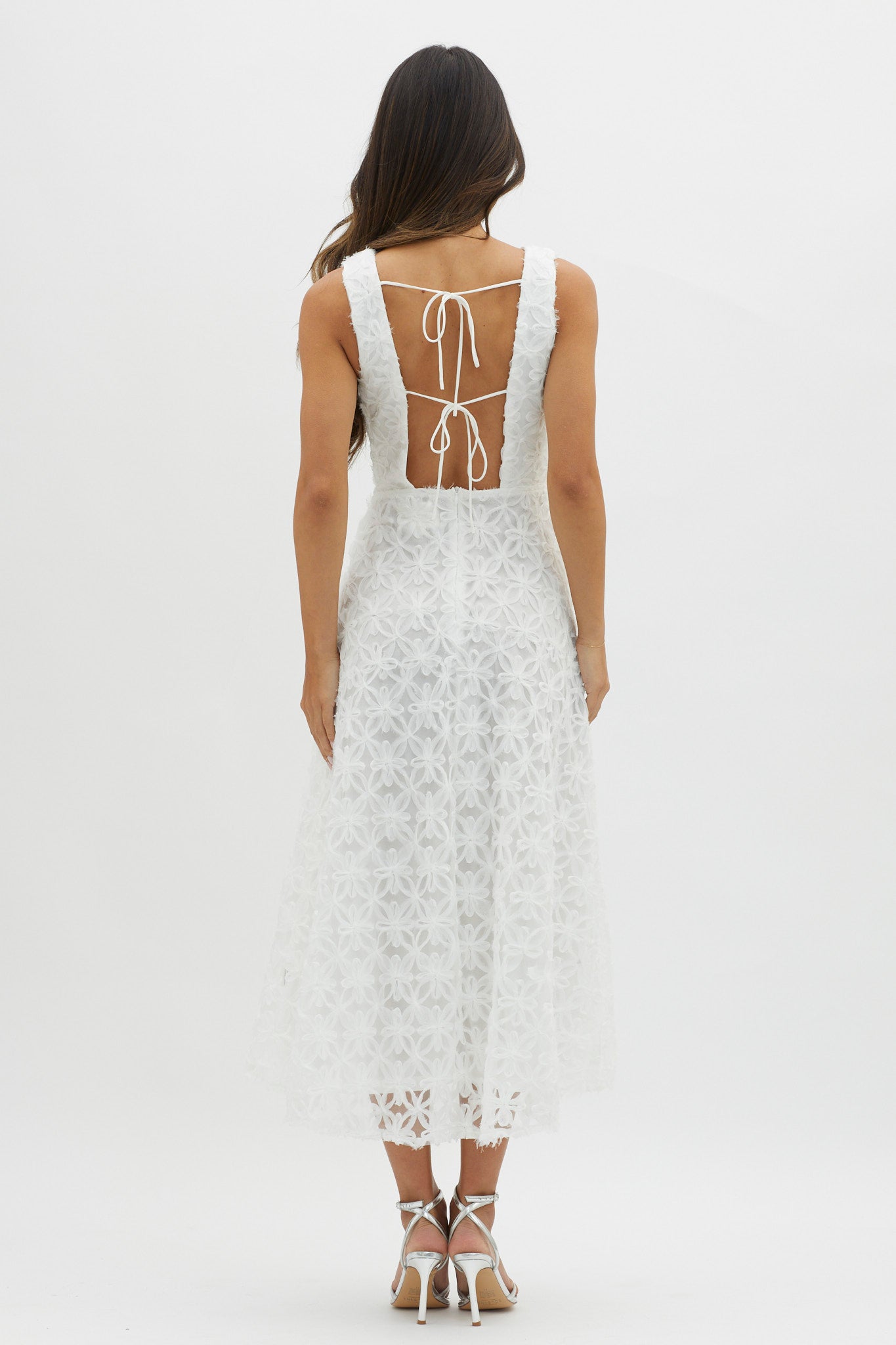 Dianne Sleeveless Embellished Midi Dress White by Selfie Leslie