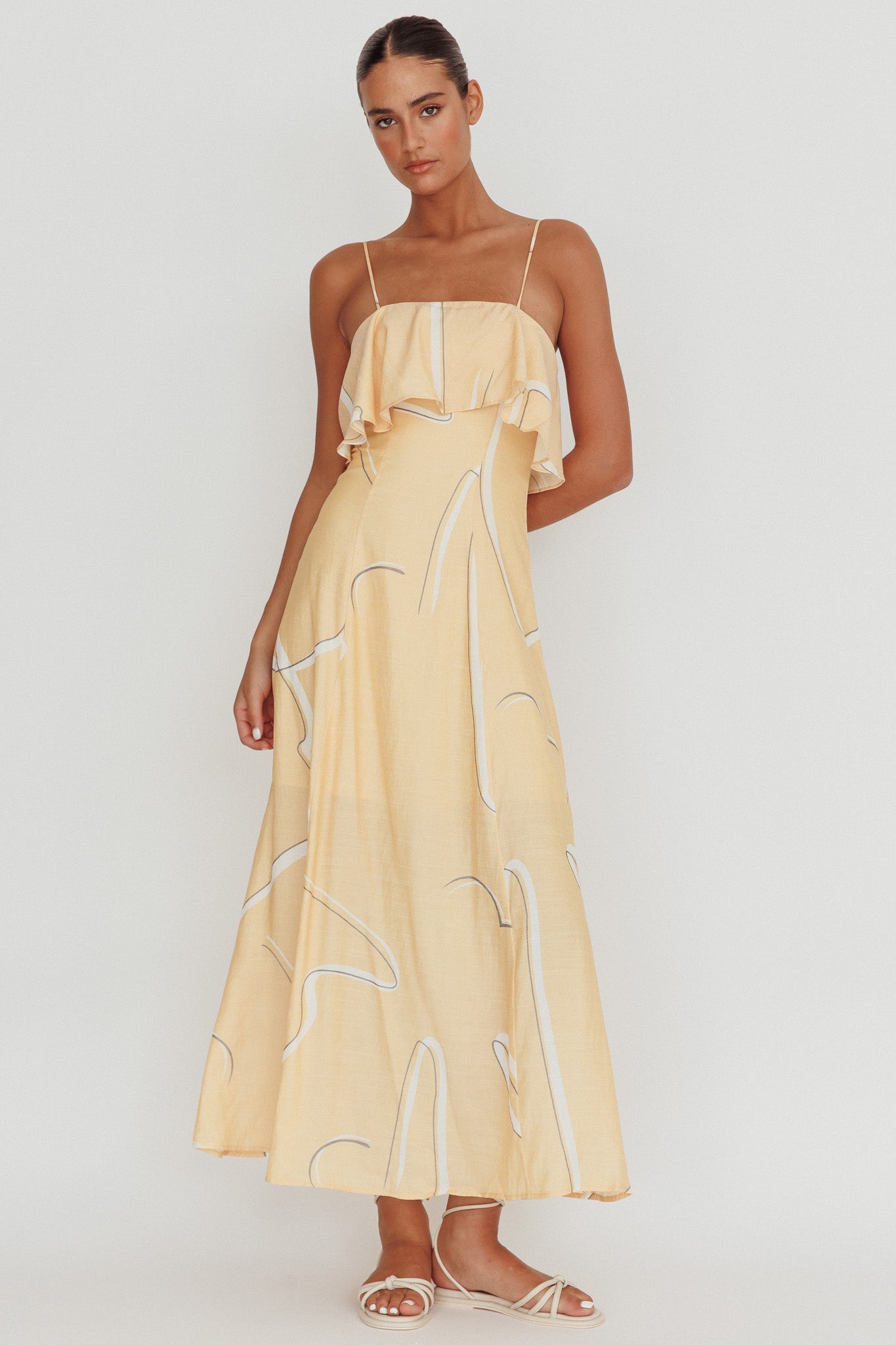 Cressida Line Ruffle Maxi Dress Mango by Selfie Leslie