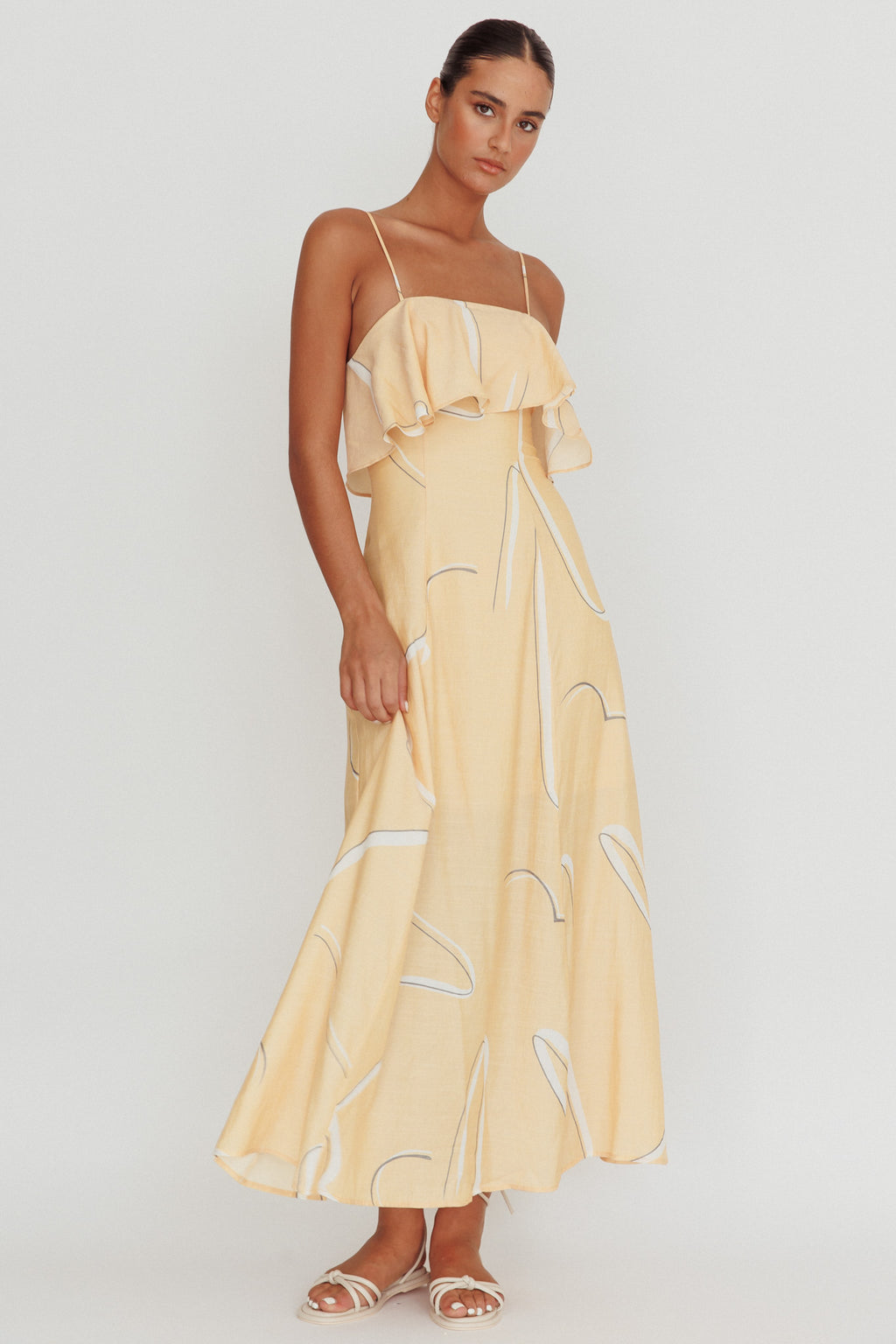 Cressida Line Ruffle Maxi Dress Mango by Selfie Leslie
