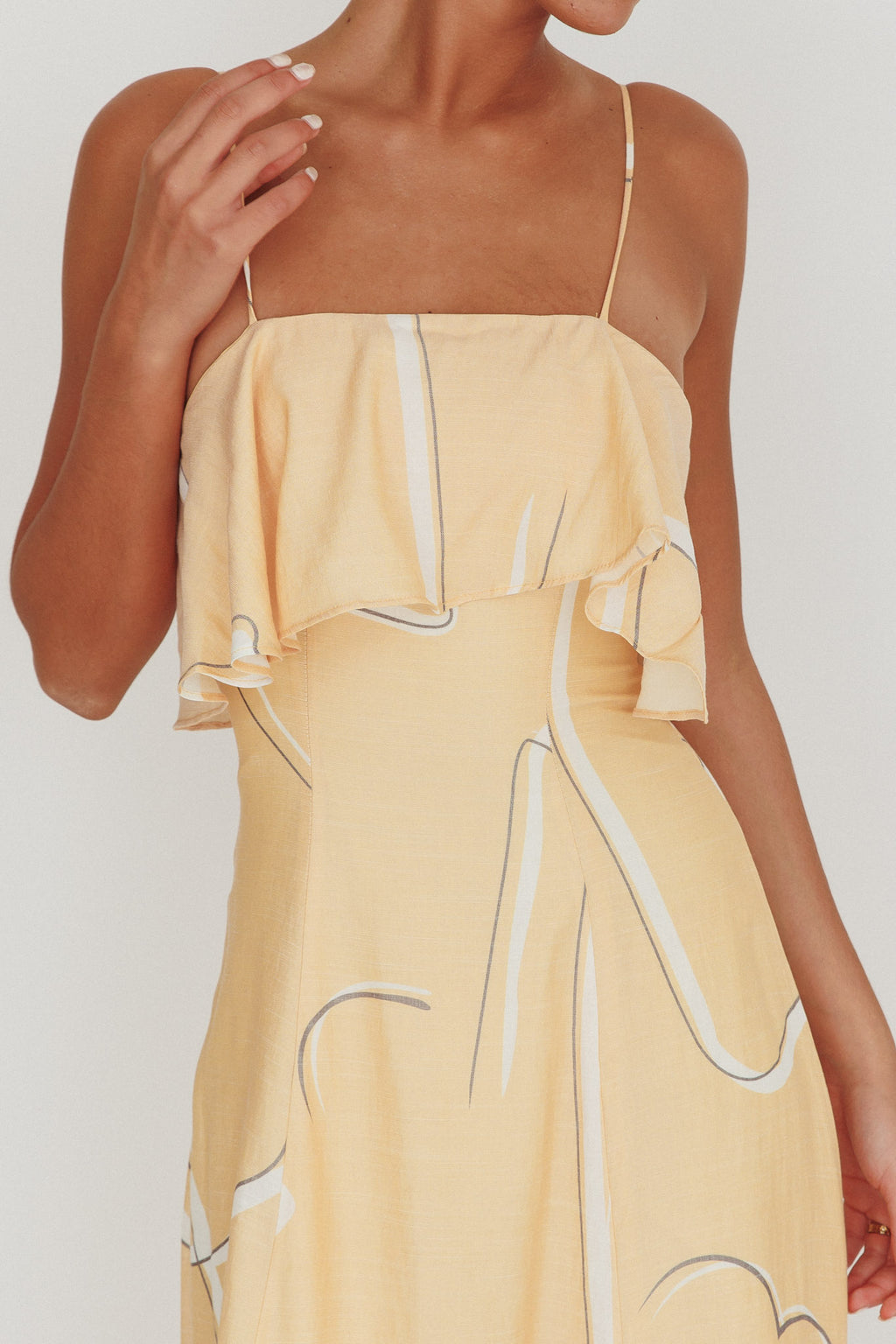 Cressida Line Ruffle Maxi Dress Mango by Selfie Leslie