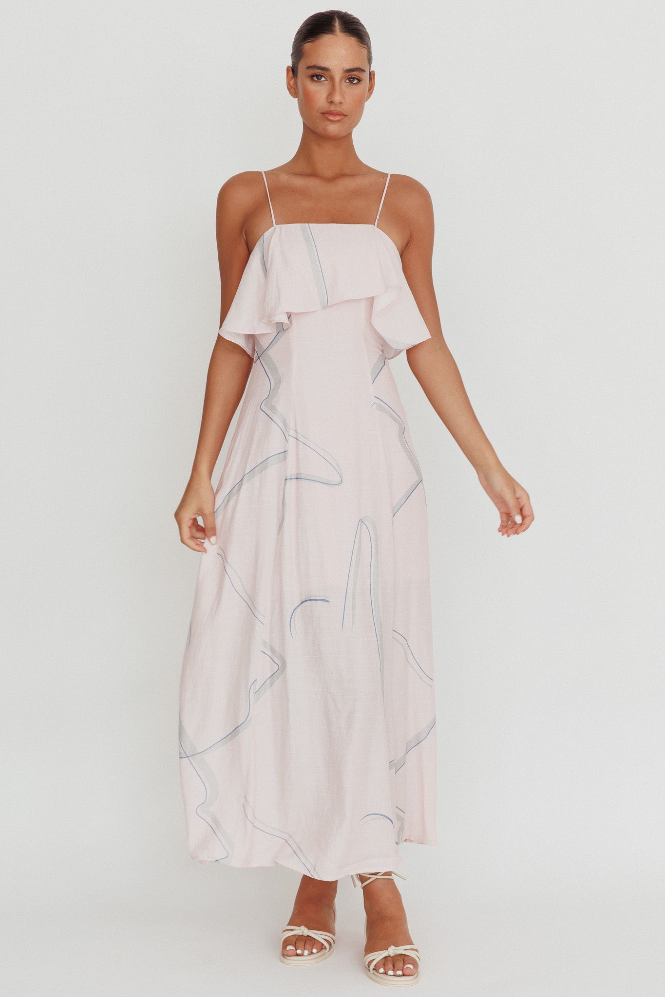 Cressida Line Ruffle Maxi Dress Pink by Selfie Leslie