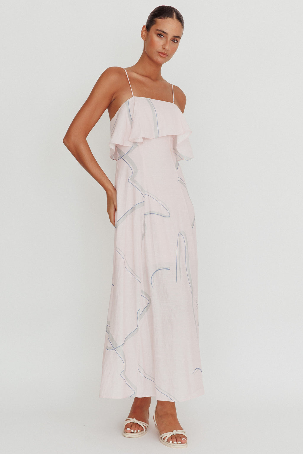 Cressida Line Ruffle Maxi Dress Pink by Selfie Leslie