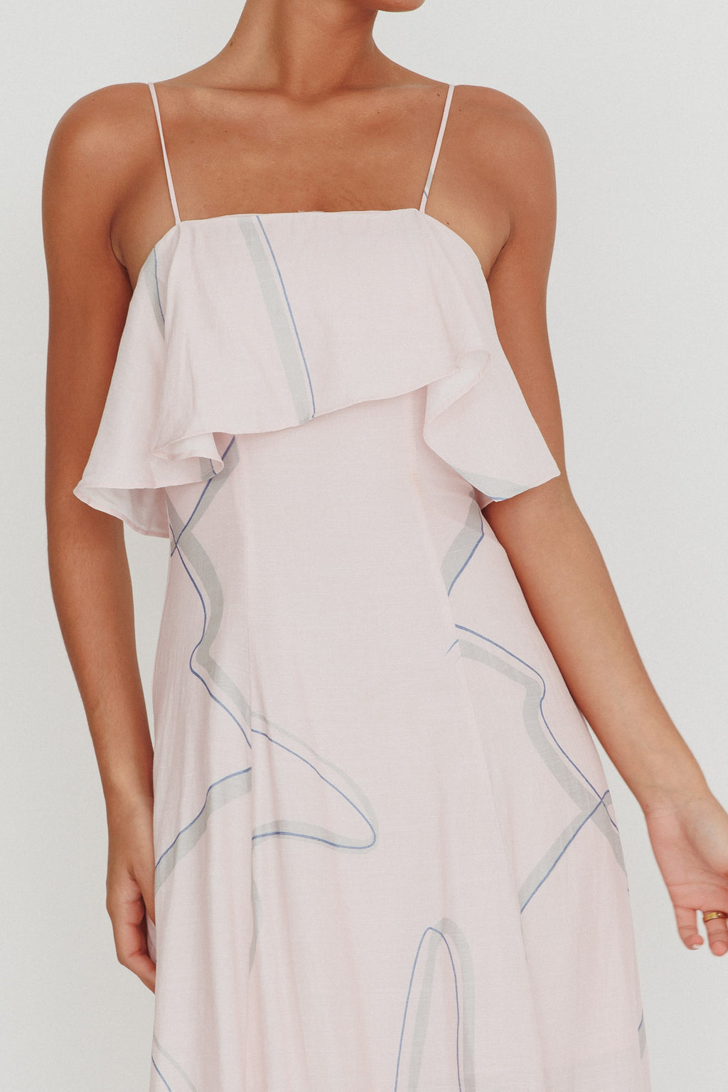 Cressida Line Ruffle Maxi Dress Pink by Selfie Leslie