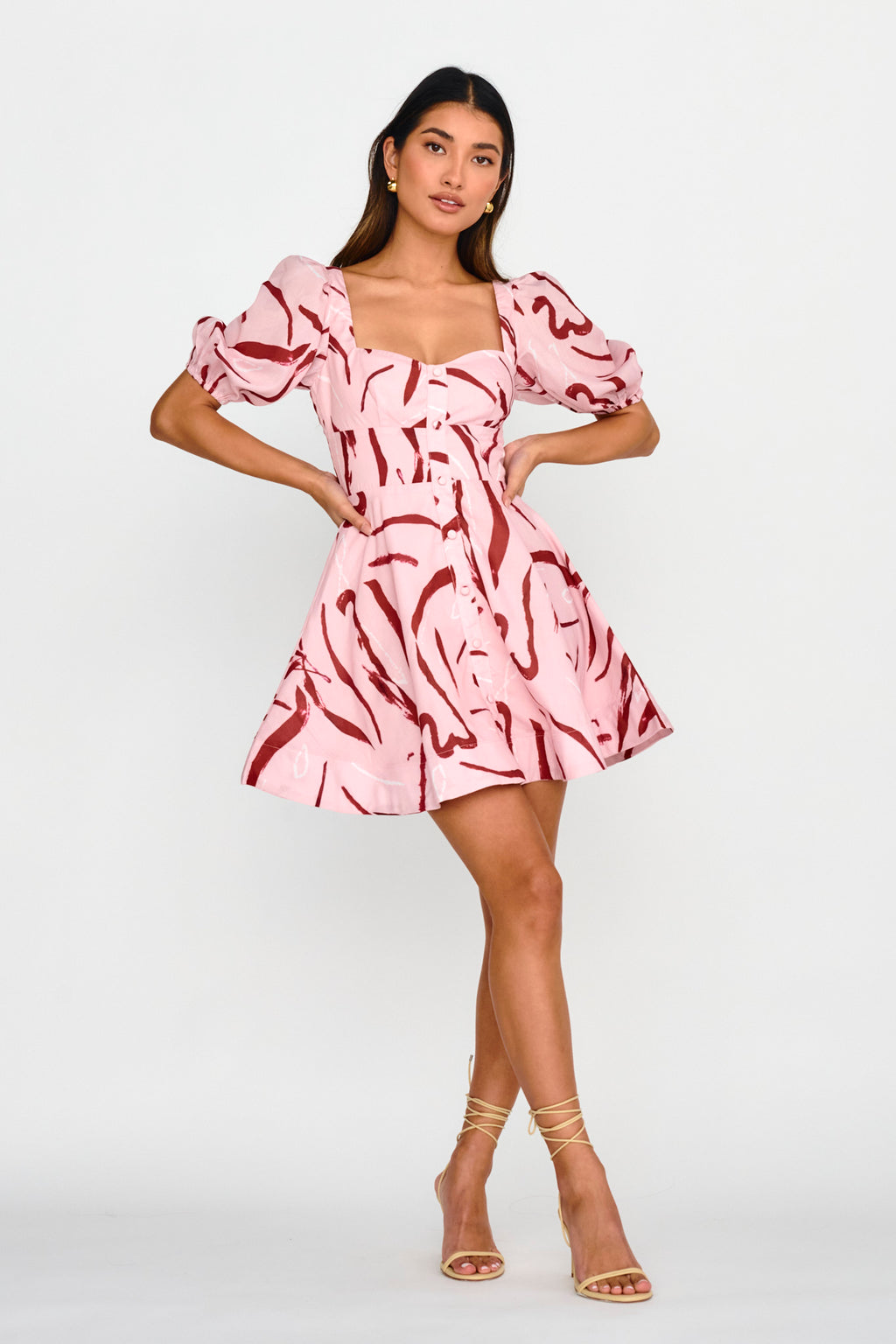 Truelove Puff Sleeve A-Line Mini Dress Pink by Selfie Leslie