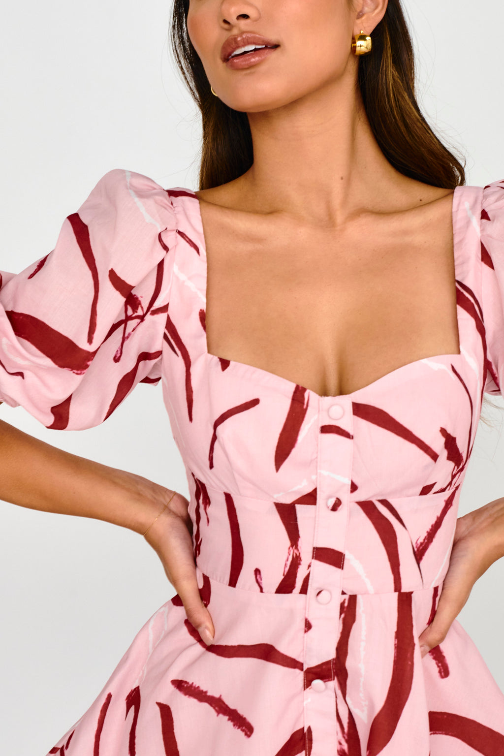 Truelove Puff Sleeve A-Line Mini Dress Pink by Selfie Leslie