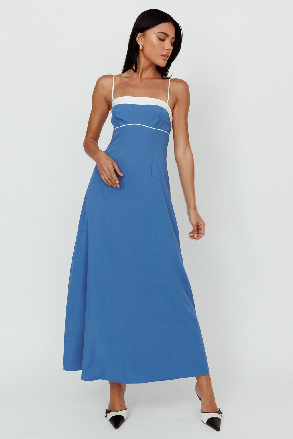 Taera Cami Strap Midi Dress Blue by Selfie Leslie