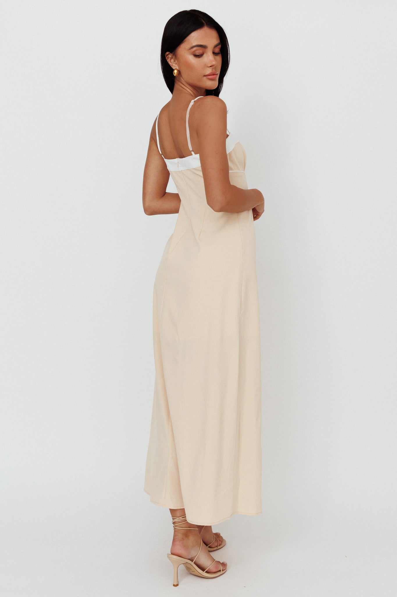 Taera Cami Strap Midi Dress Oat by Selfie Leslie