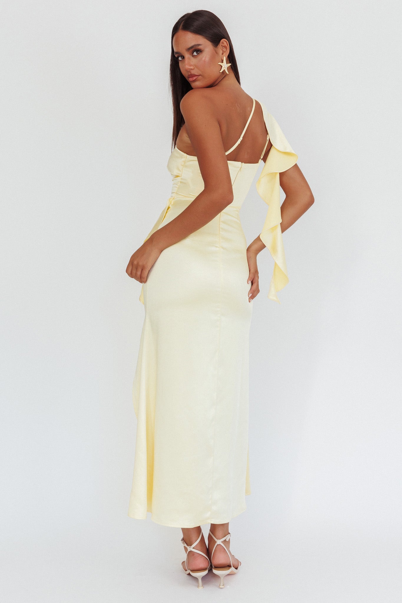 Carmel One-Shoulder Split Maxi Dress Butter - L Carmel One-Shoulder Split Maxi Dress Butter - L