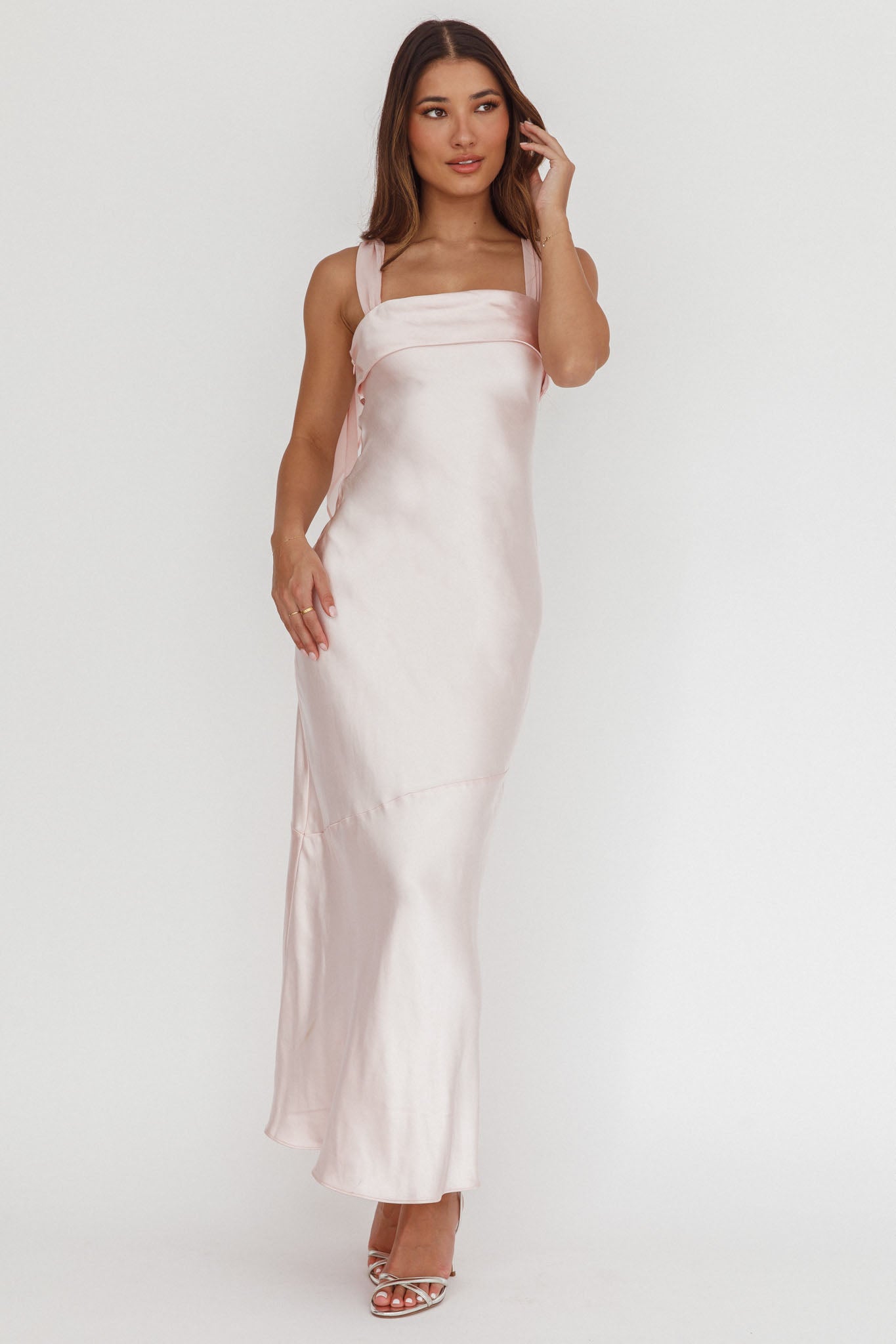 Carmel Shoulder Sash Midi Dress Blush Selfie Leslie Carmel Shoulder Sash Midi Dress Blush Selfie Leslie