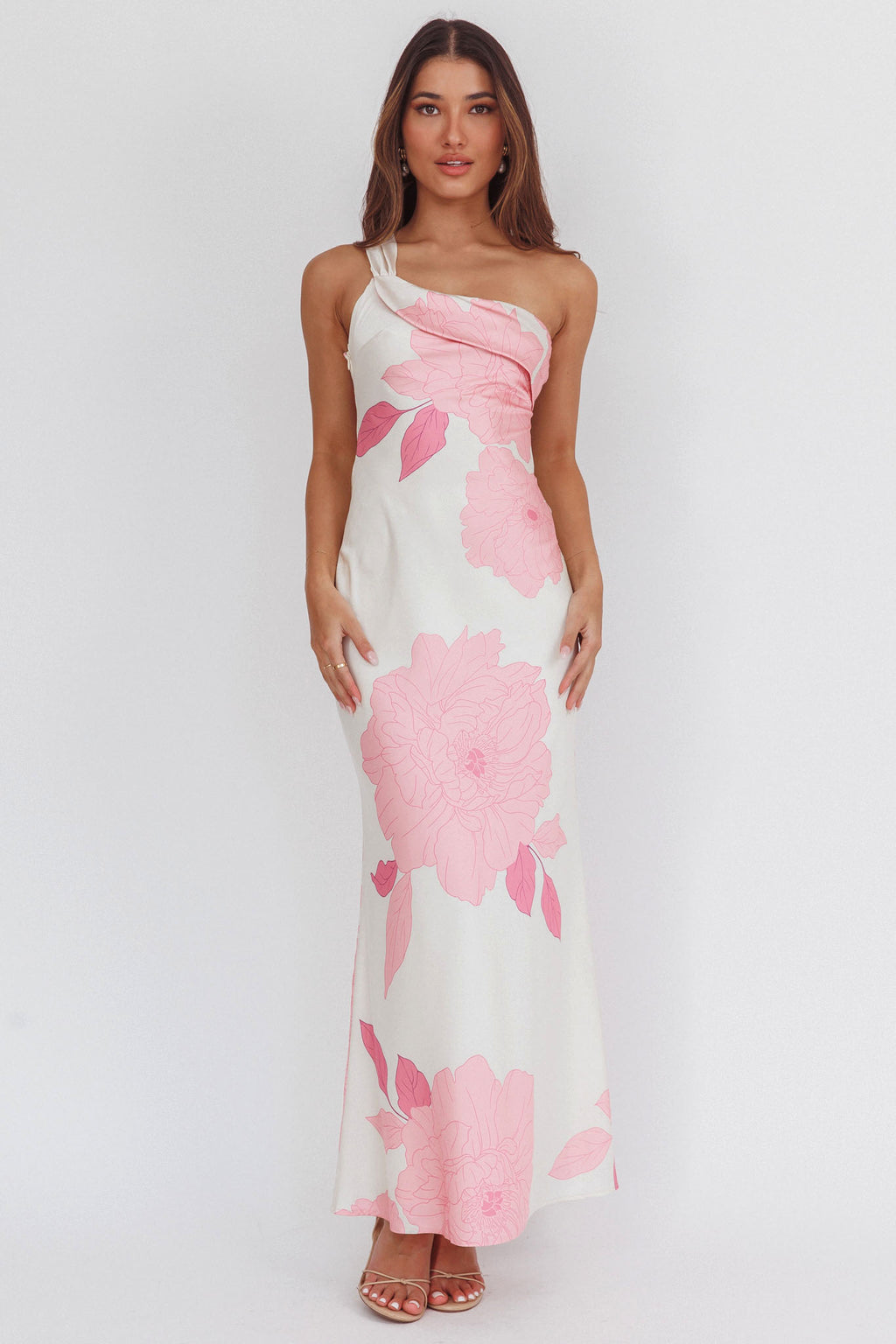 Carmel One-Shoulder Sash Maxi Dress Floral Butter by Selfie Leslie