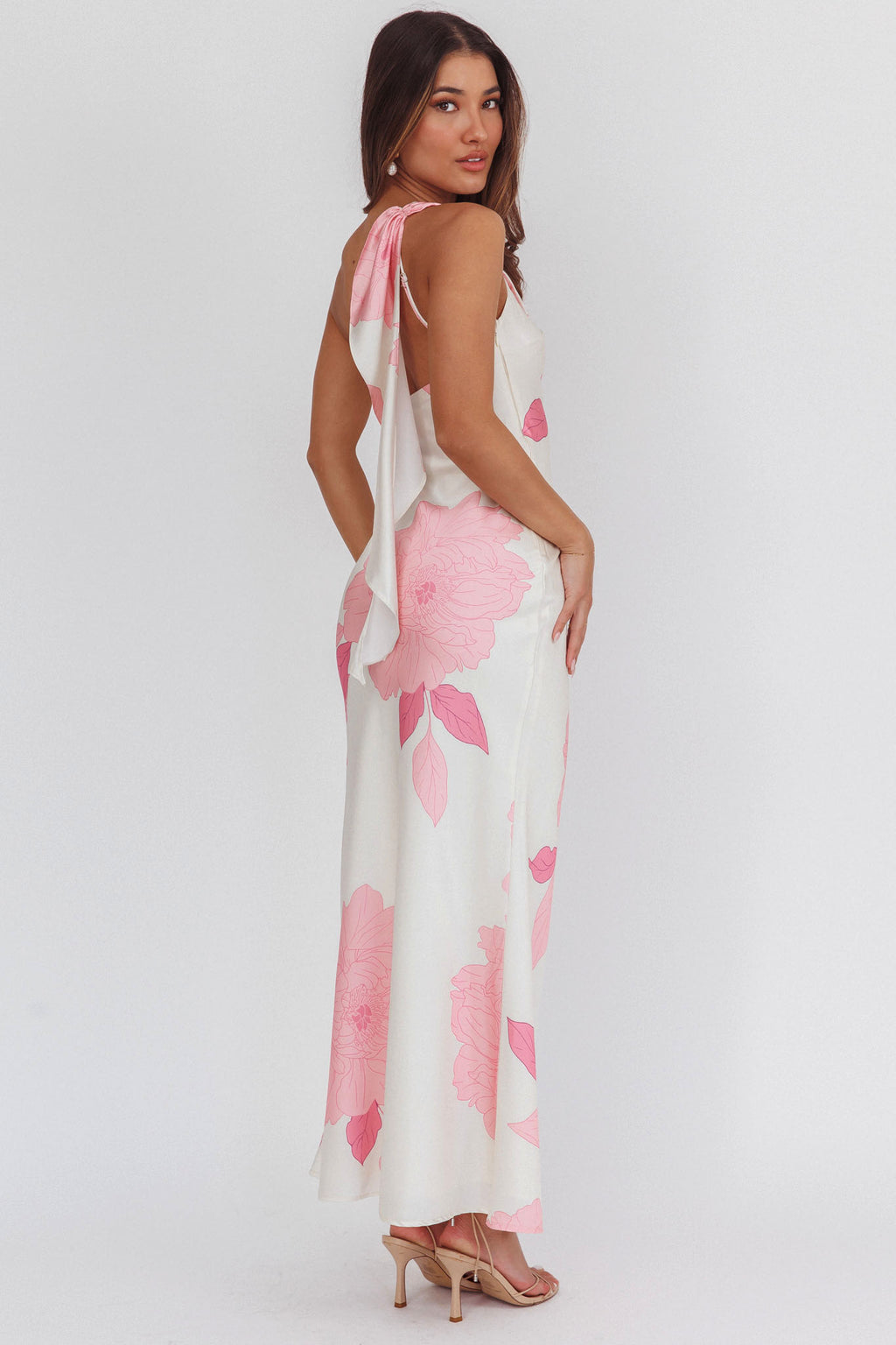 Carmel One-Shoulder Sash Maxi Dress Floral Butter by Selfie Leslie