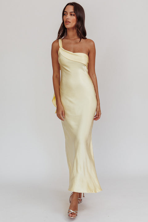 Carmel One-Shoulder Sash Maxi Dress Butter– Selfie Leslie
