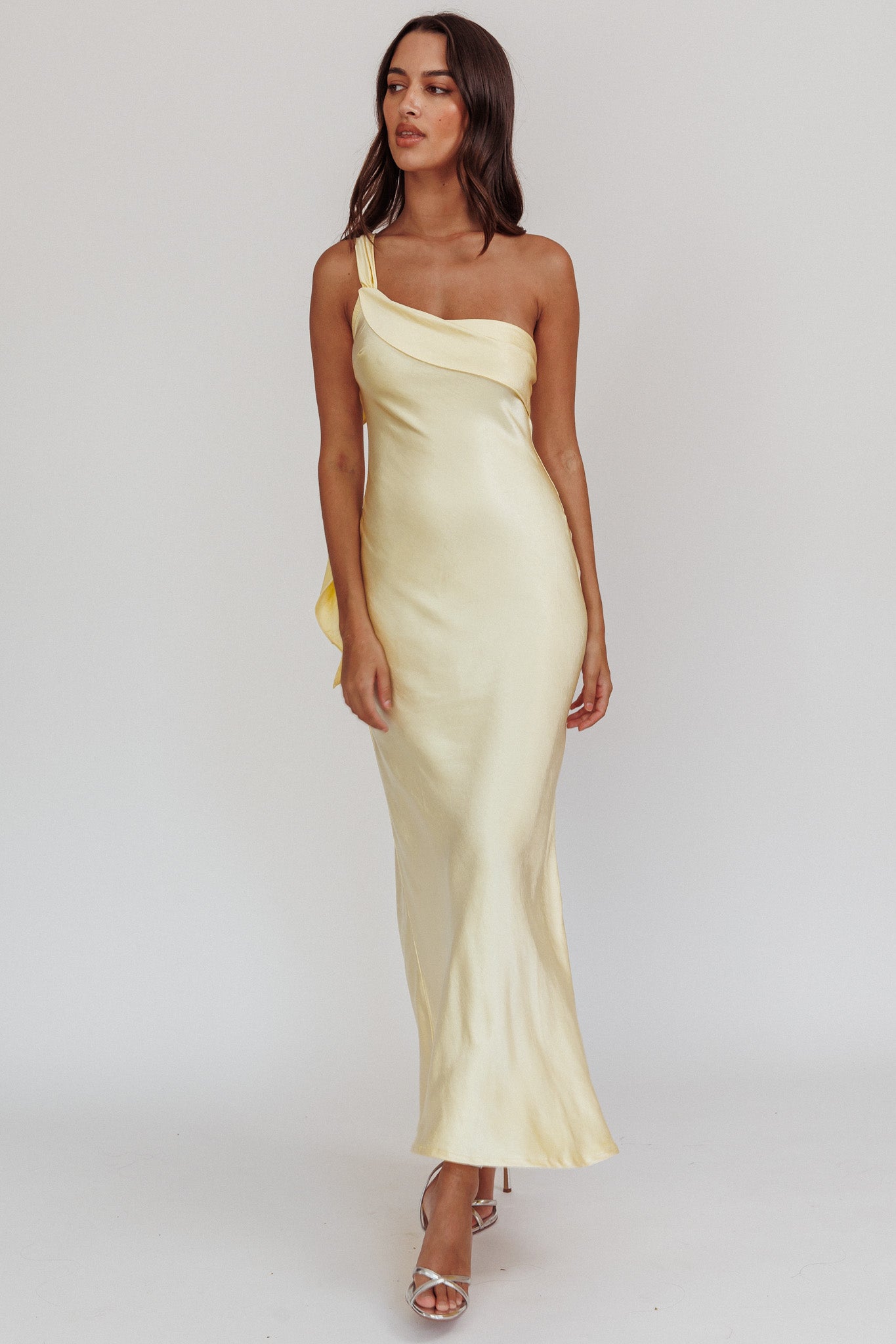 Shop the Carmel One-Shoulder Sash Maxi Dress Butter