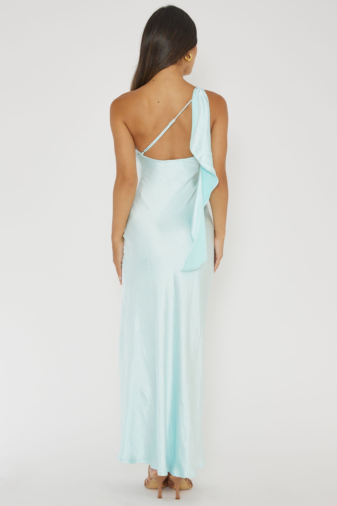 Carmel One-Shoulder Sash Maxi Dress Ice by Selfie Leslie