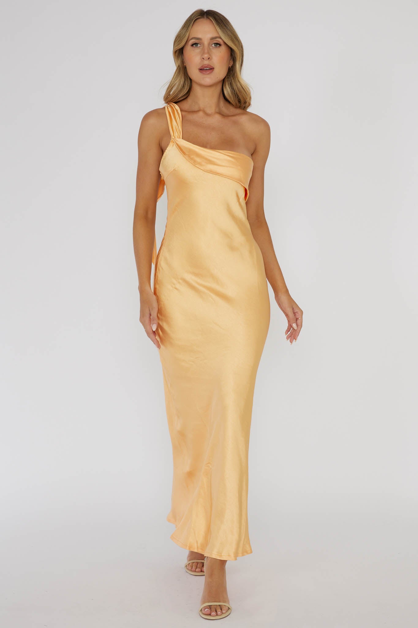 Carmel One-Shoulder Sash Maxi Dress Rockmelon by Selfie Leslie
