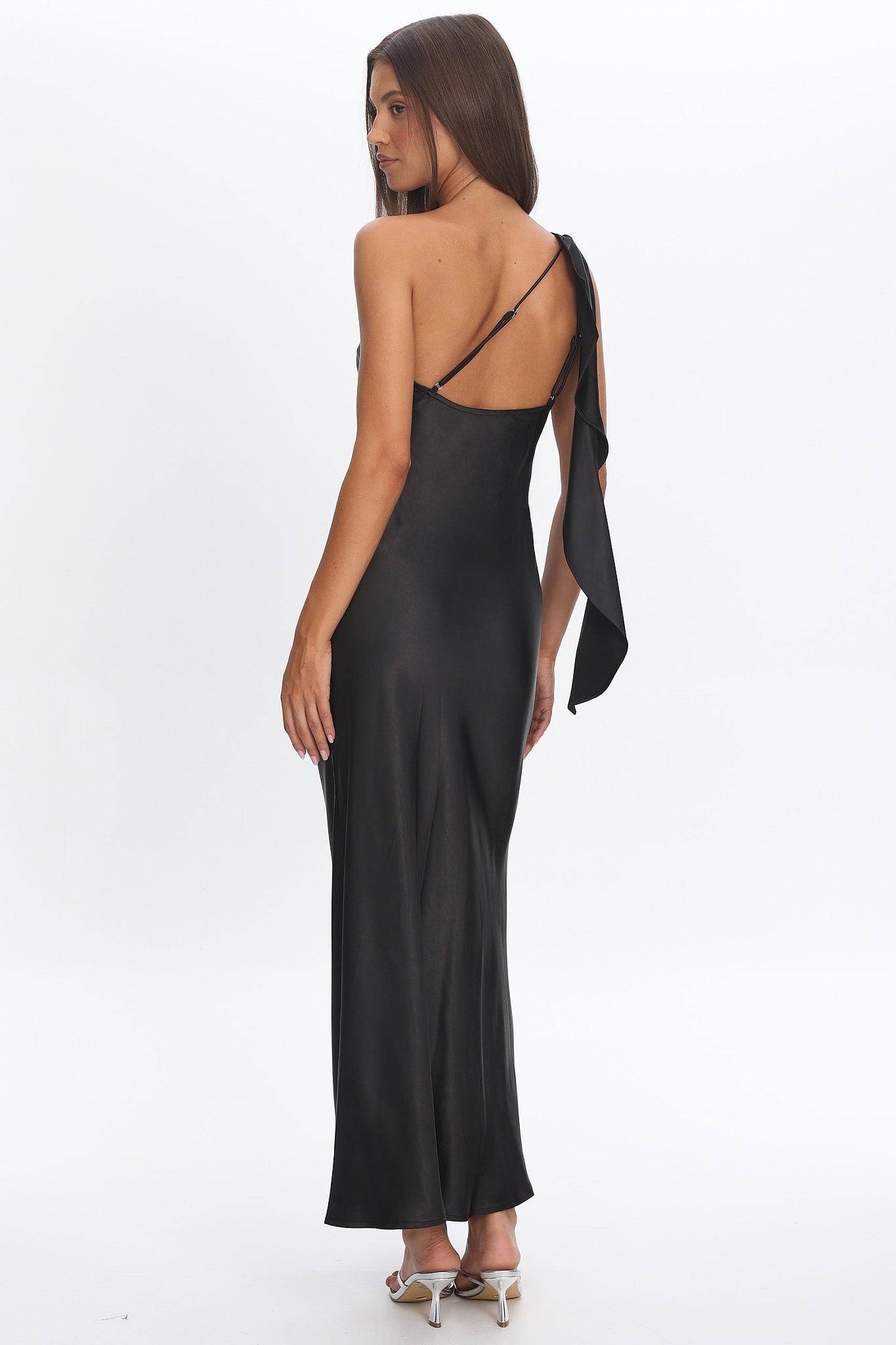Carmel One-Shoulder Sash Maxi Dress Black– Selfie Leslie