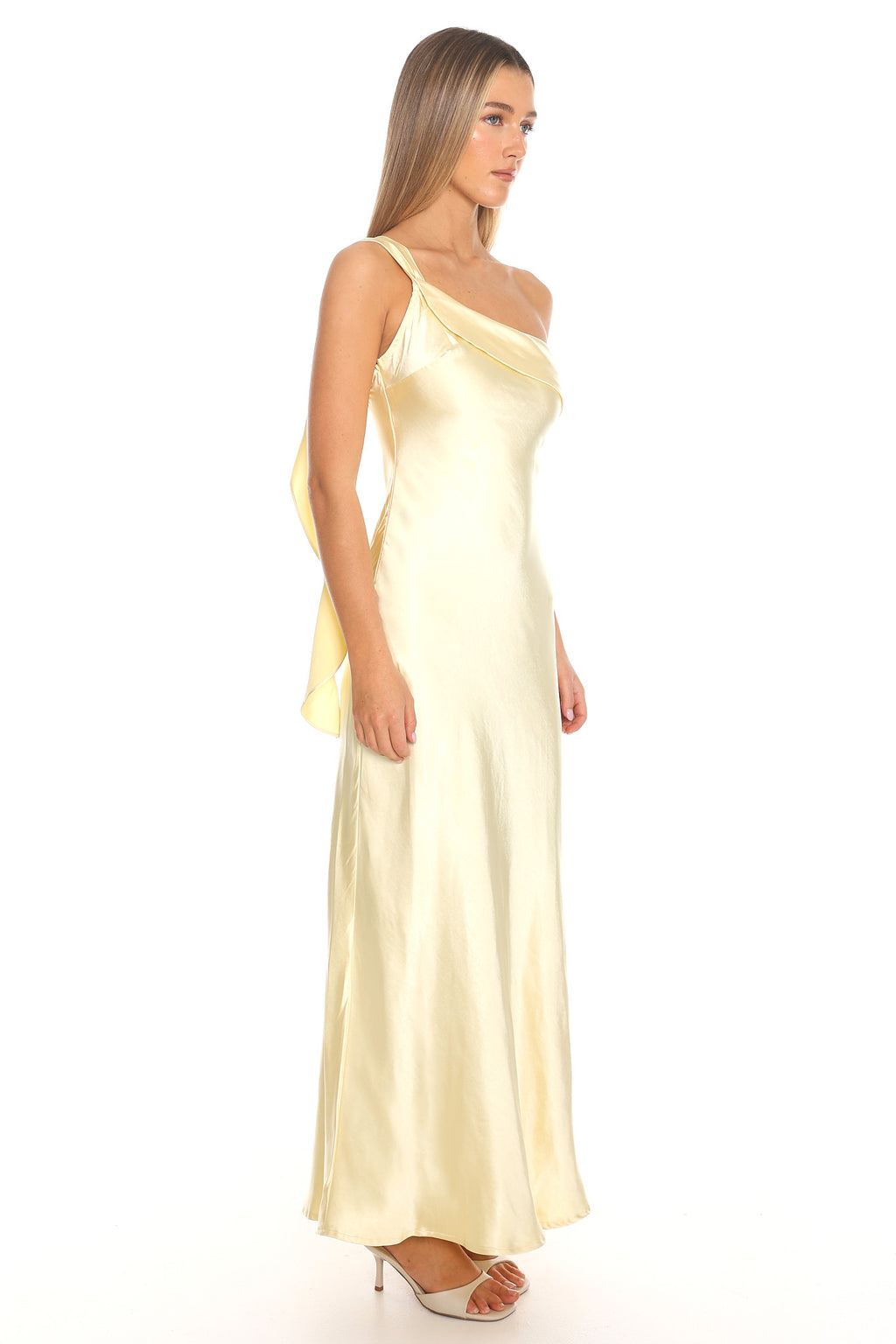 bridesmaid dresses carmel One-Shoulder Sash Maxi Dress Butter It features a one