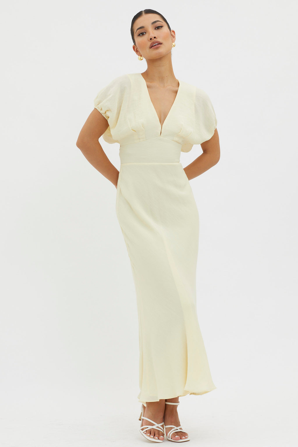Dare To Live V-Neck Maxi Dress Butter by Selfie Leslie