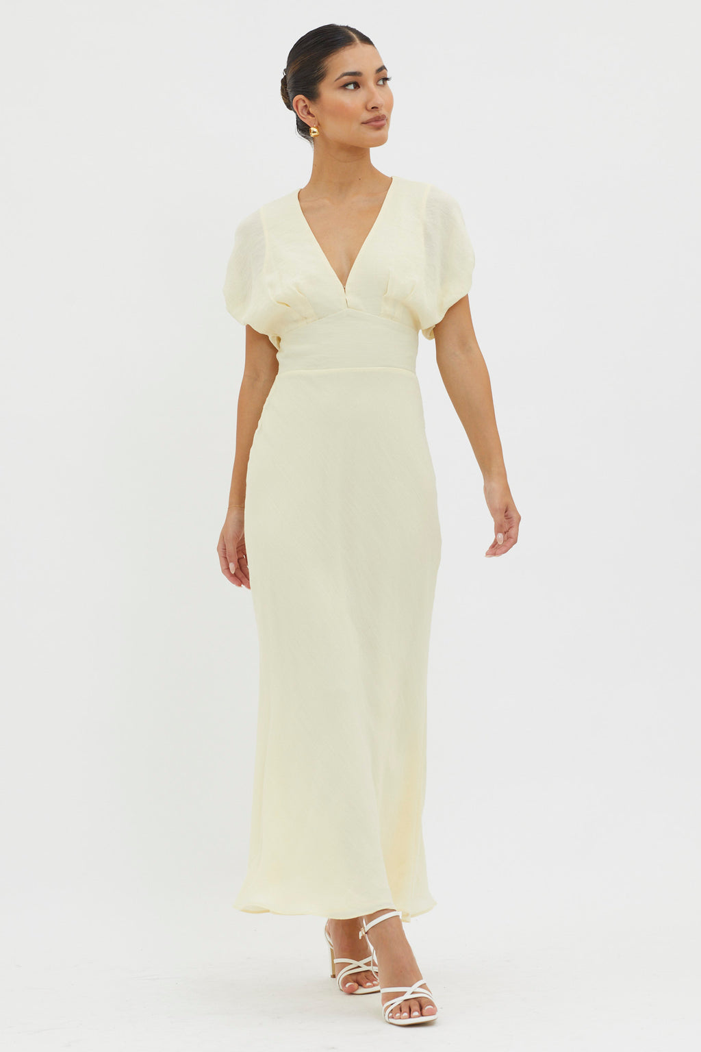 Dare To Live V-Neck Maxi Dress Butter by Selfie Leslie