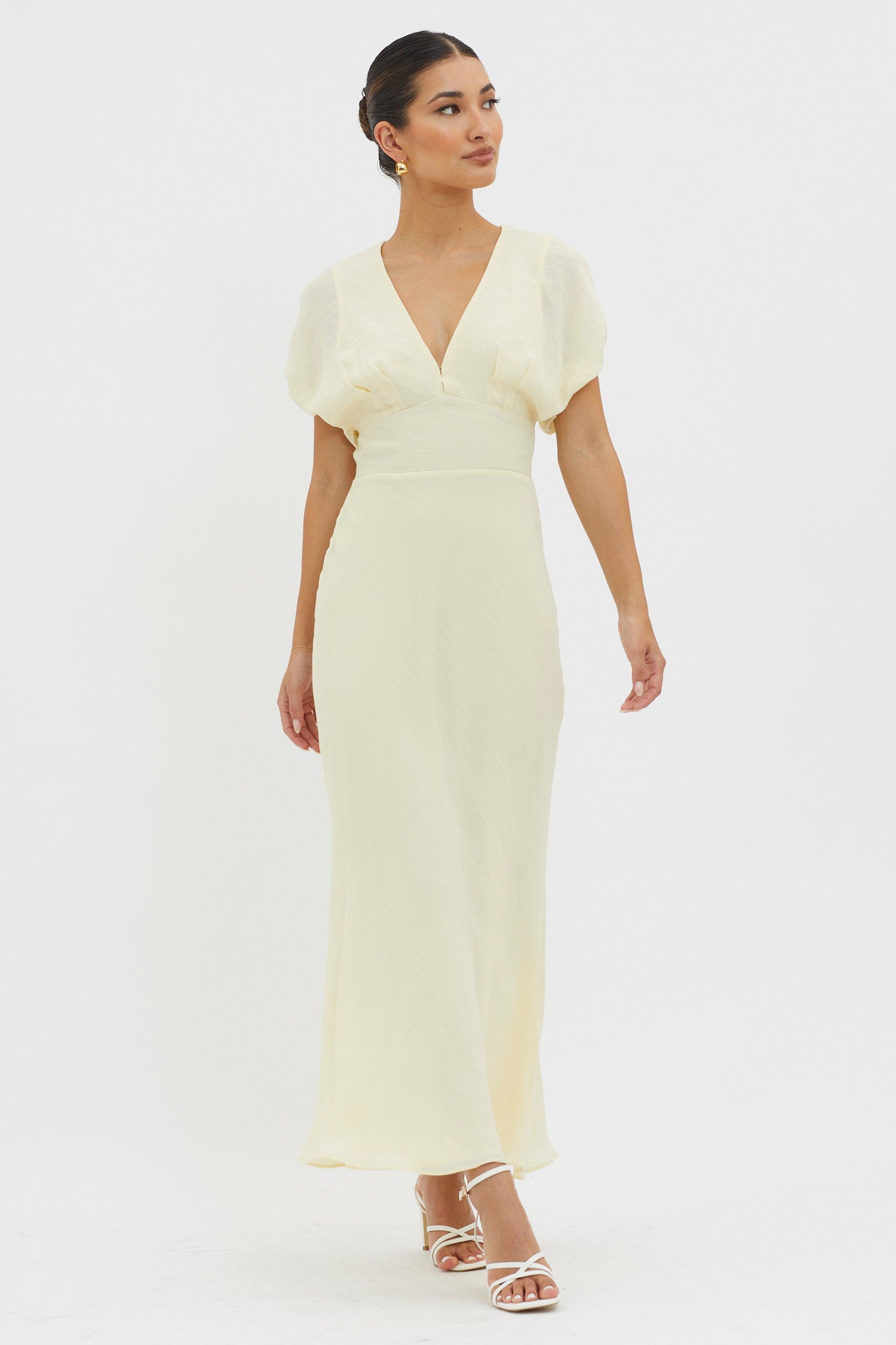 Dare To Live V-Neck Maxi Dress Butter by Selfie Leslie