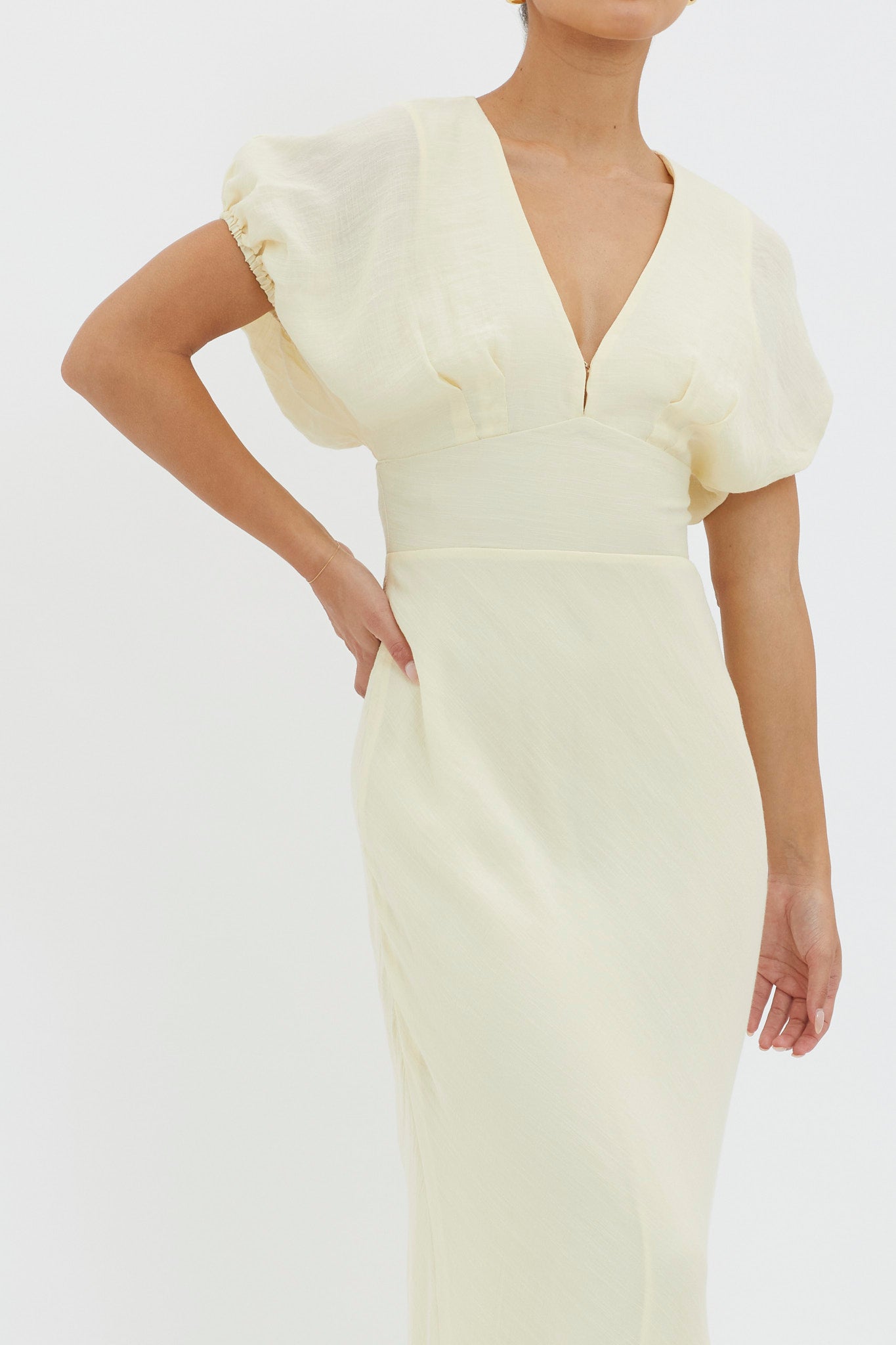 Dare To Live V-Neck Maxi Dress Butter by Selfie Leslie