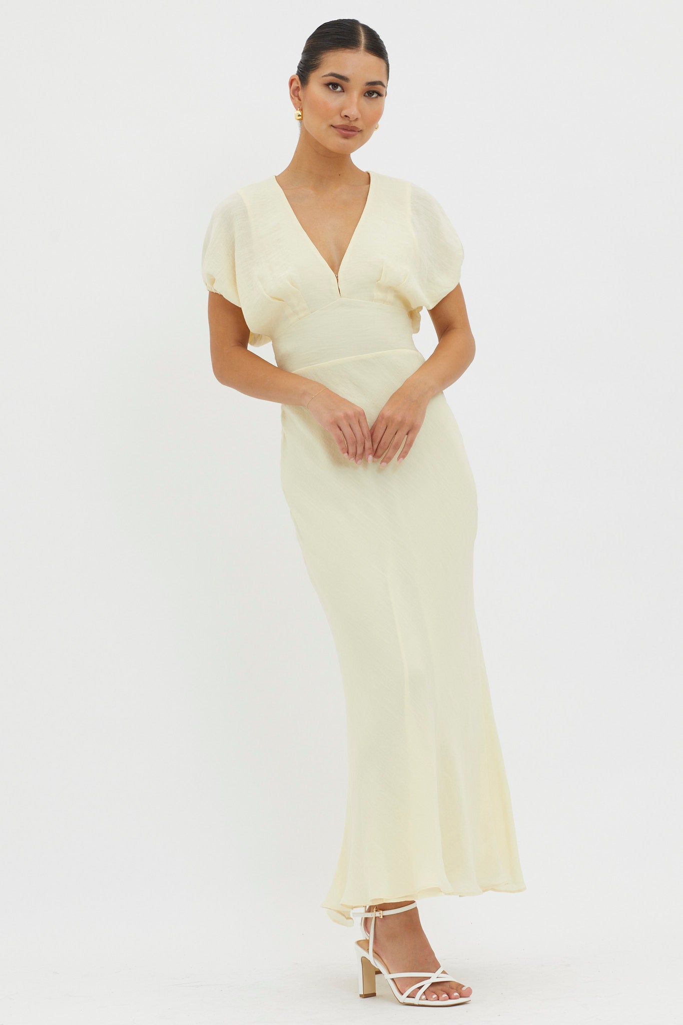 Dare To Live V-Neck Maxi Dress Butter by Selfie Leslie