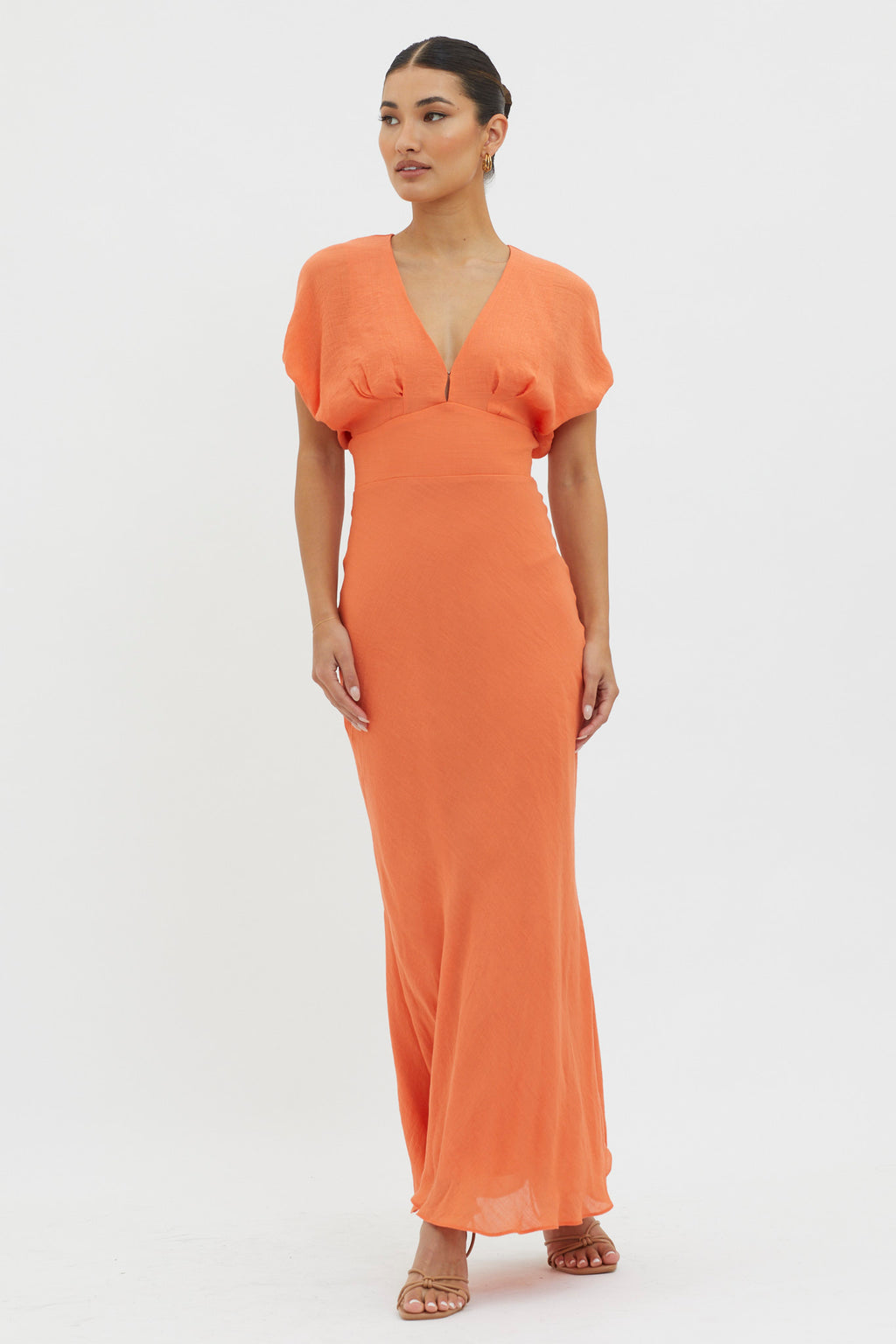 Dare To Live V-Neck Maxi Dress Orange by Selfie Leslie