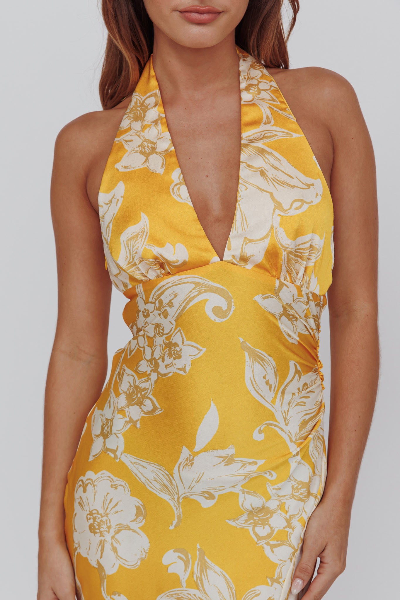 Brighter Days Halterneck Split Midi Dress Sun by Selfie Leslie