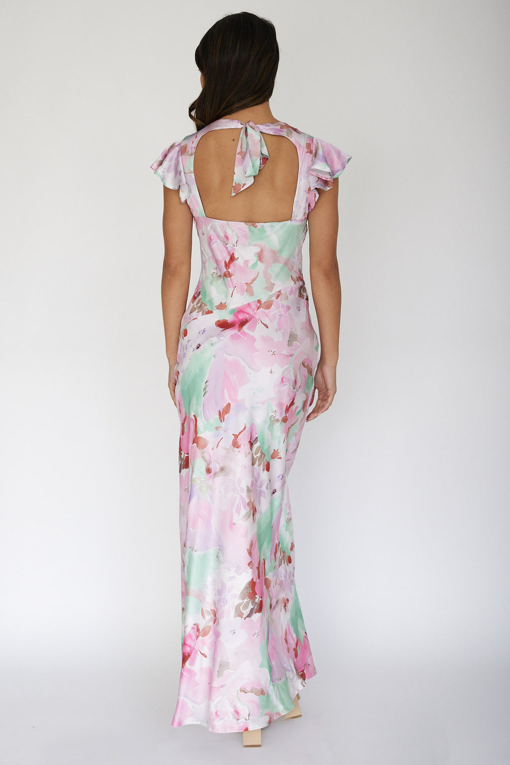 Jannet Keyhole Back Maxi Dress Floral Pink by Selfie Leslie