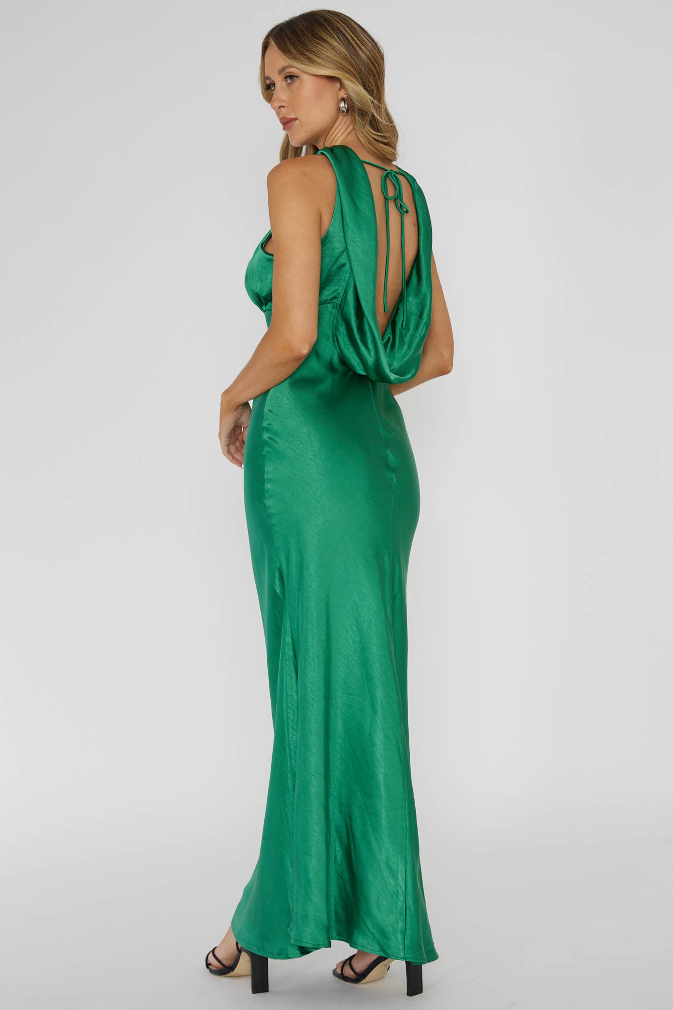 Starry Nights Cowl Back Maxi Dress Forest Green by Selfie Leslie