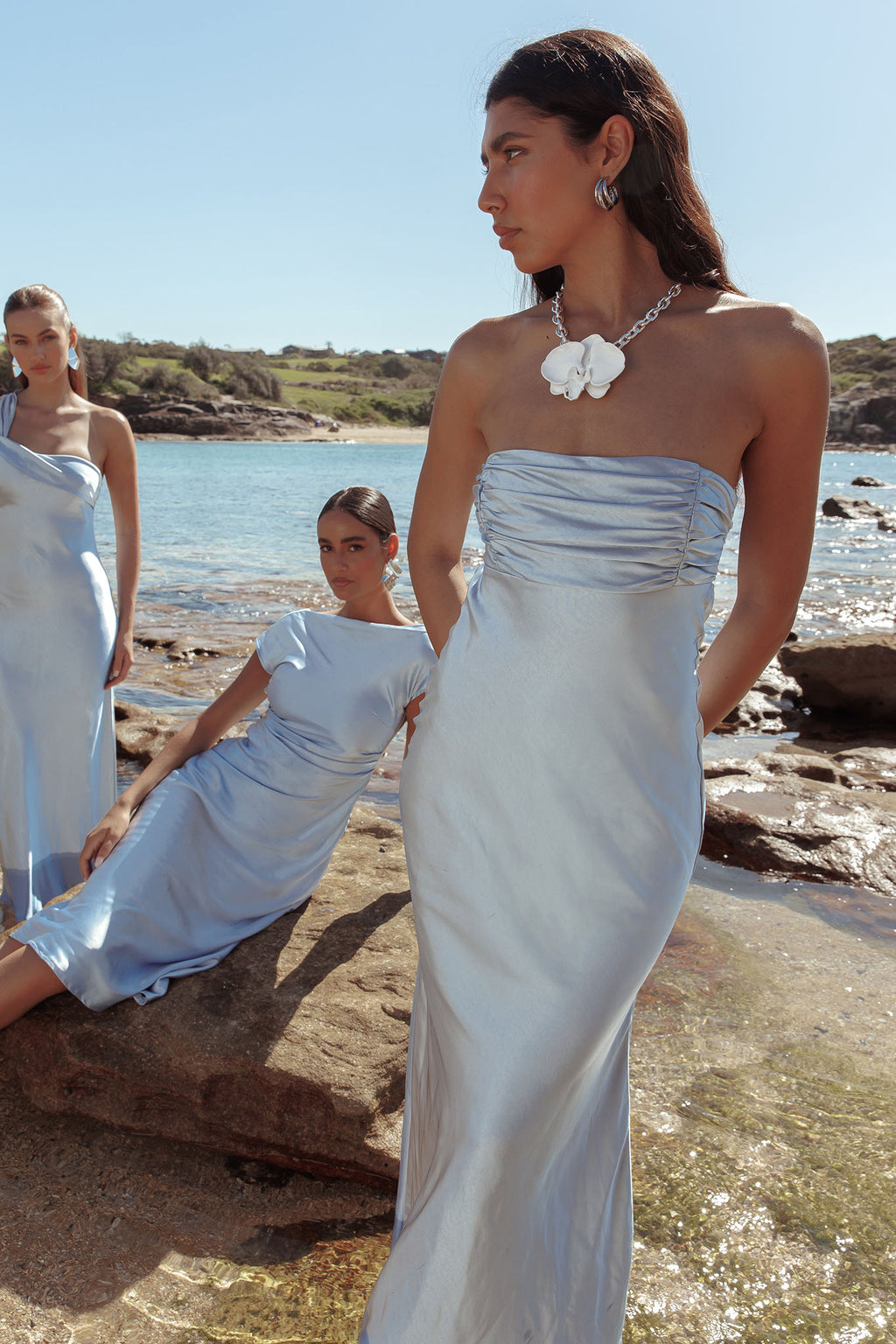 Moon Song Strapless Laced Back Dress Midnight Blue by Selfie Leslie