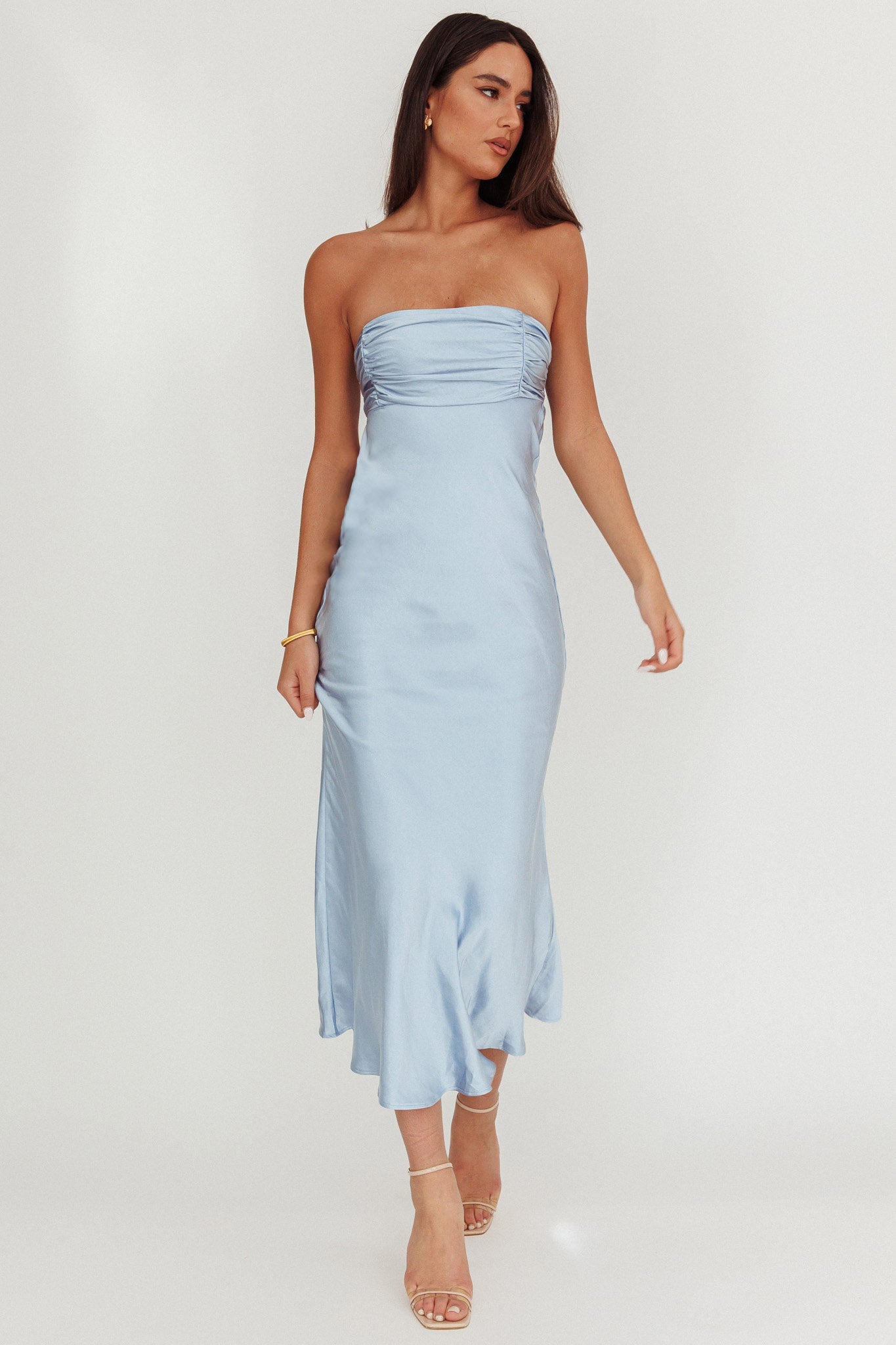 Moon Song Strapless Laced Back Dress Midnight Blue by Selfie Leslie