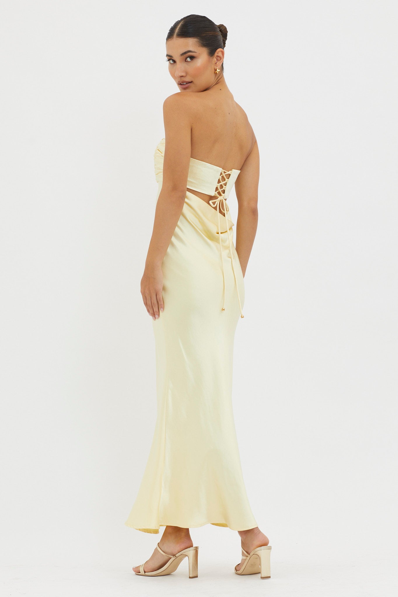 Moon Song Strapless Laced Back Dress Sun by Selfie Leslie