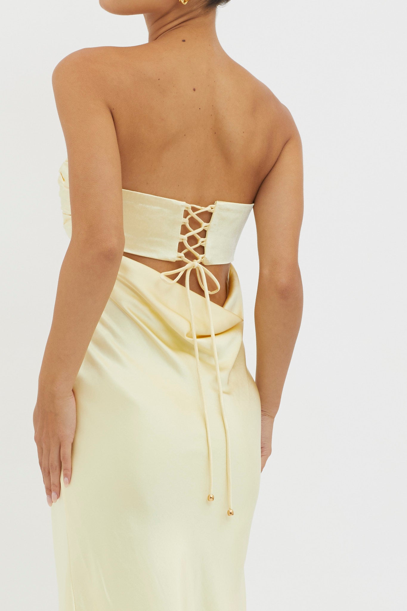 Moon Song Strapless Laced Back Dress Sun by Selfie Leslie