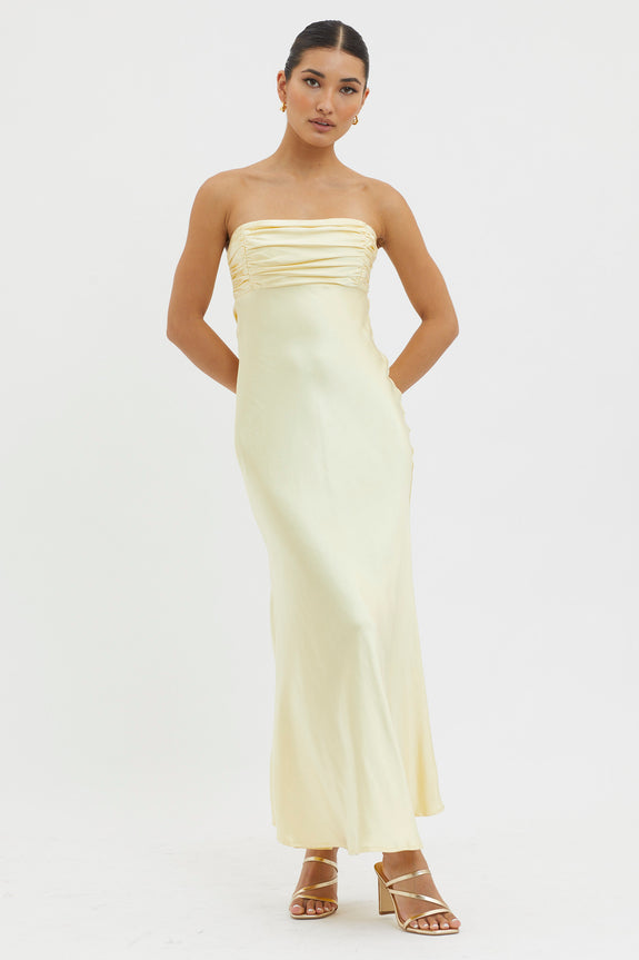 Moon Song Strapless Laced Back Dress Champagne