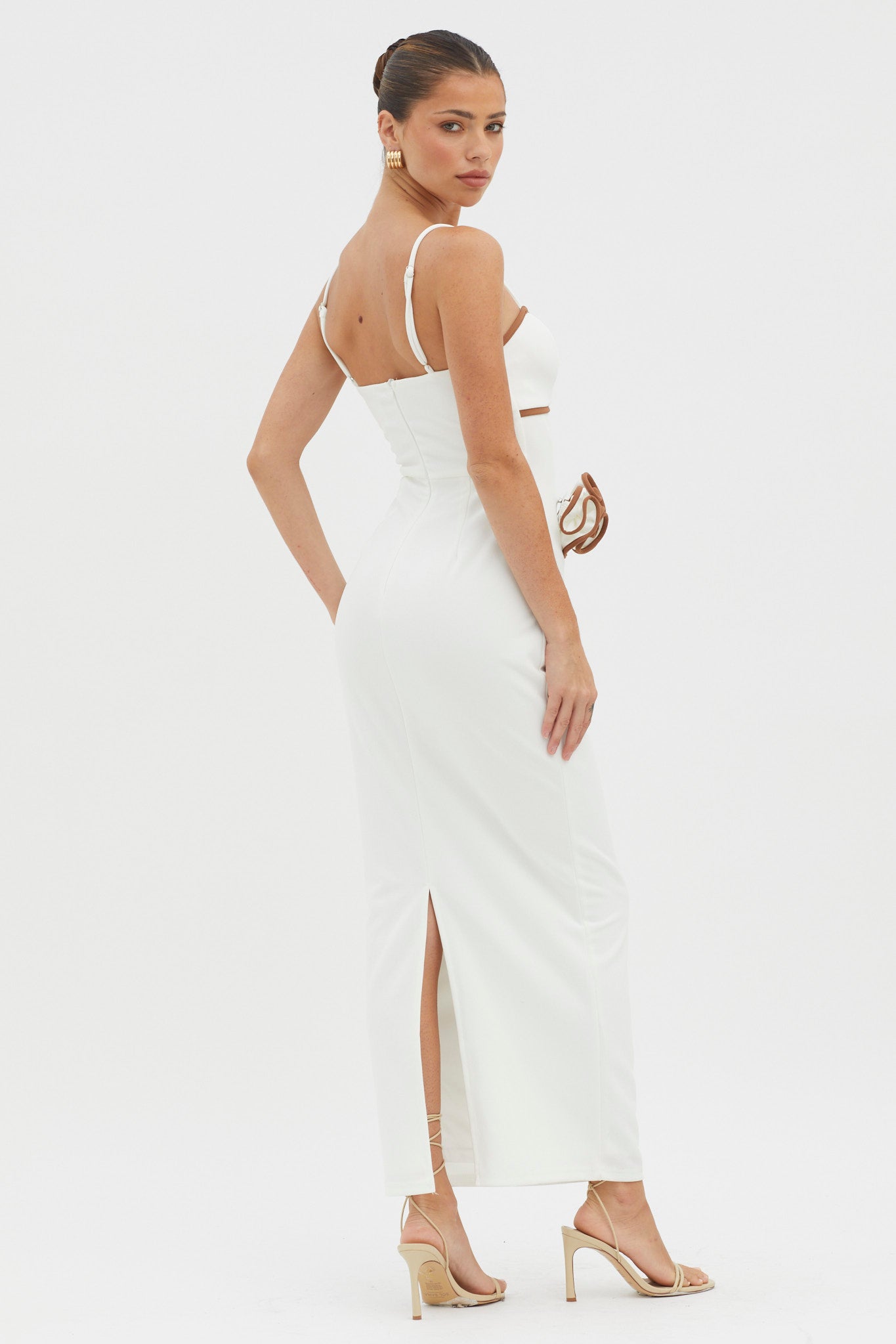 Griselda Flower Decoration Maxi Dress White by Selfie Leslie