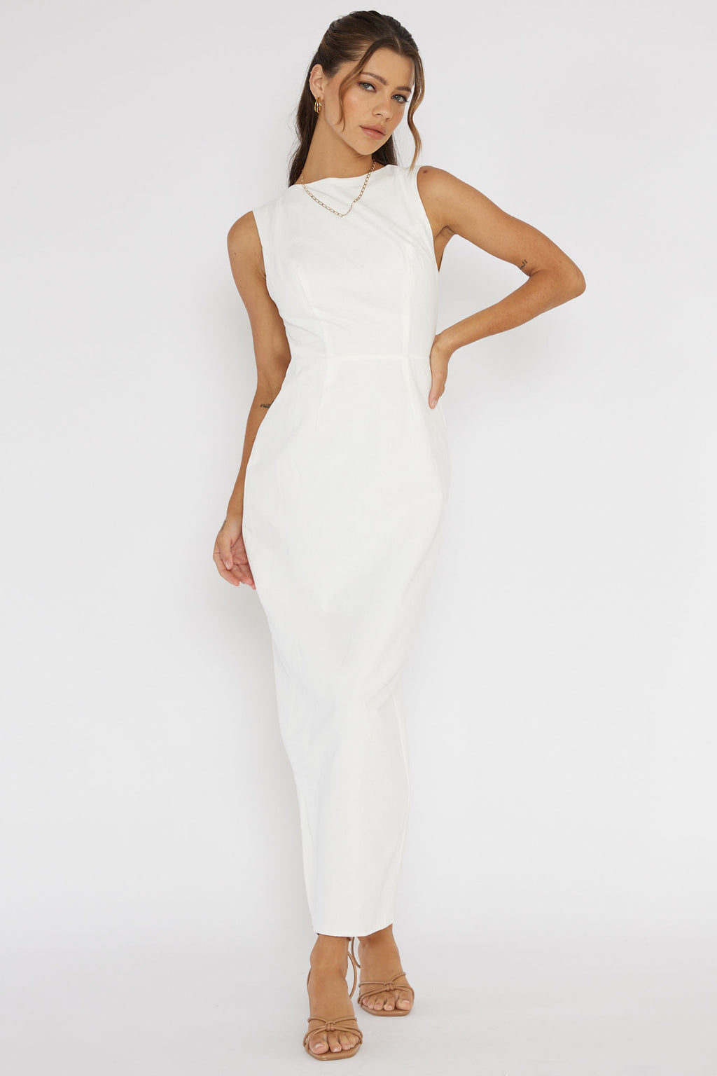 Golden Afternoon Open Tied Back Dress White by Selfie Leslie