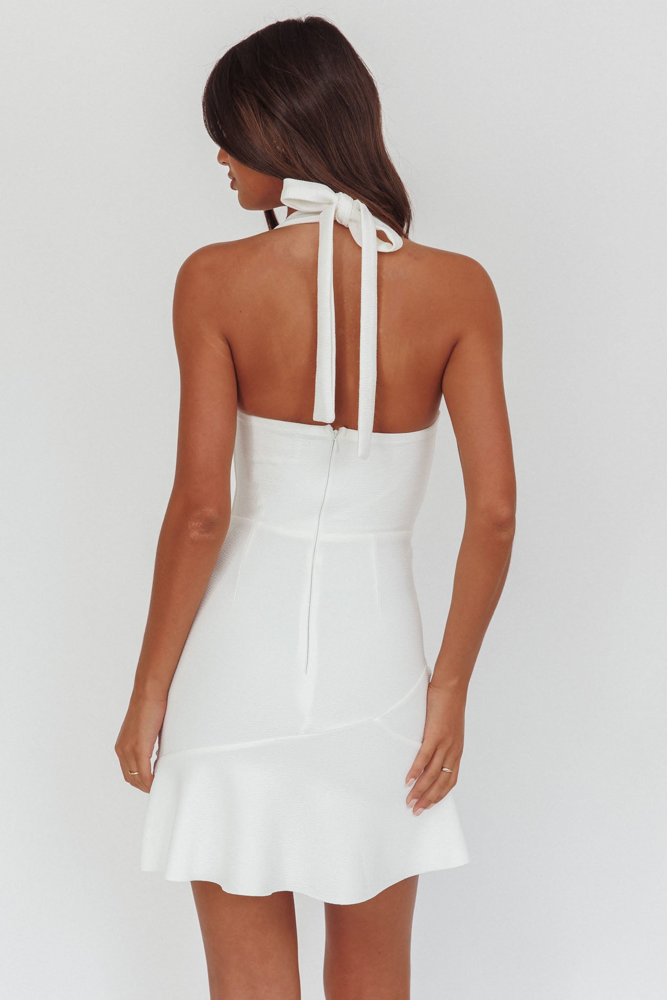 Fire Of Stars Halterneck Mini Dress White by Selfie Leslie